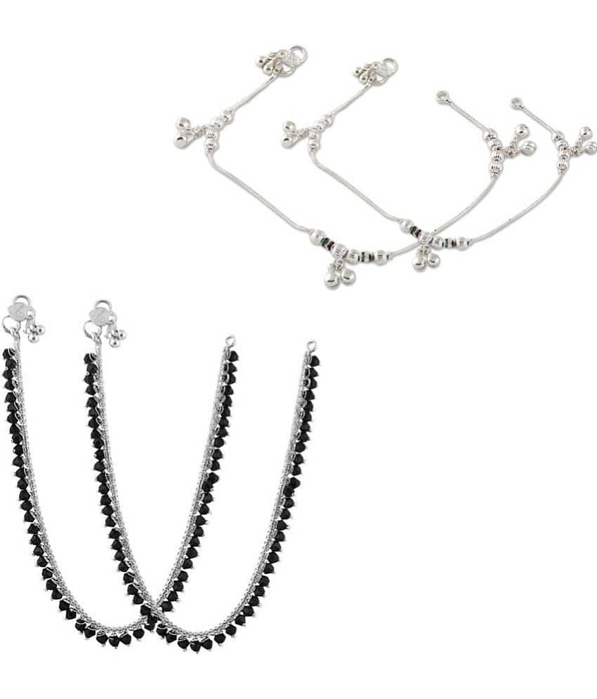 HEER COLLECTION - Silver Anklets ( Pack of 2 ) - Anklets | Buy online on ZillyBuy