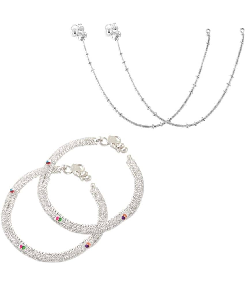 HEER COLLECTION - Silver Anklets ( Pack of 2 ) - Anklets | Buy online on ZillyBuy