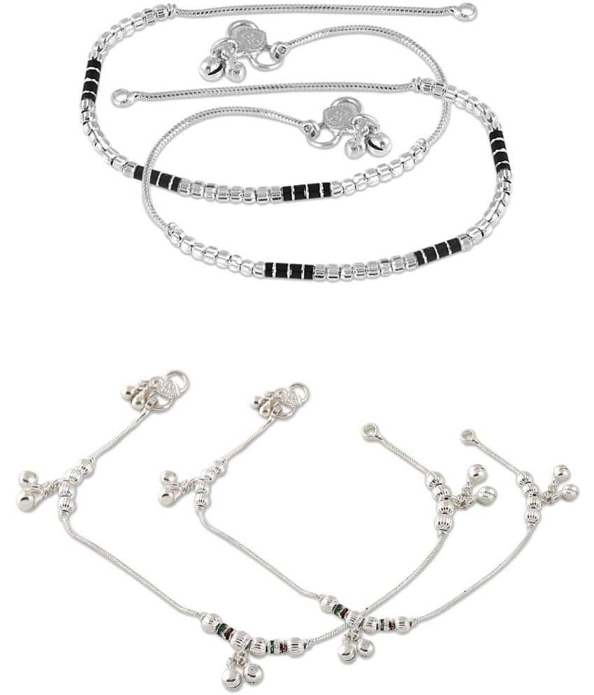 HEER COLLECTION - Silver Anklets ( Pack of 2 ) - Anklets | Buy online on ZillyBuy