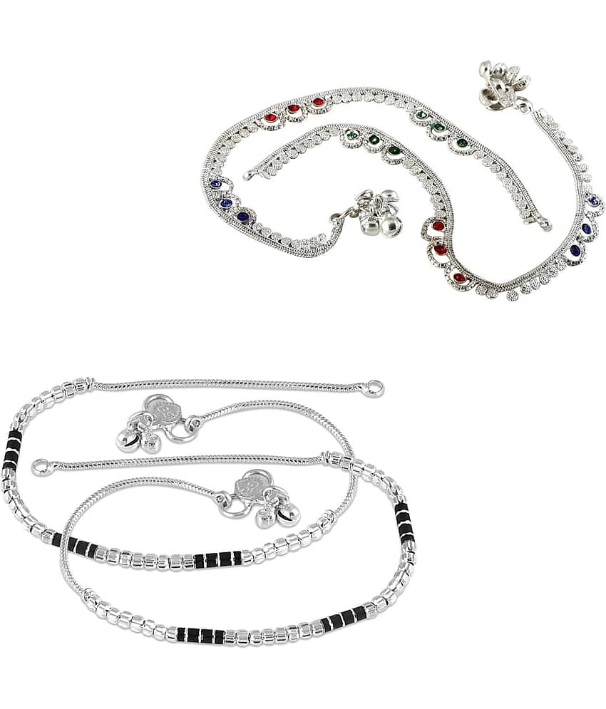 HEER COLLECTION - Silver Anklets ( Pack of 2 ) - Anklets | Buy online on ZillyBuy