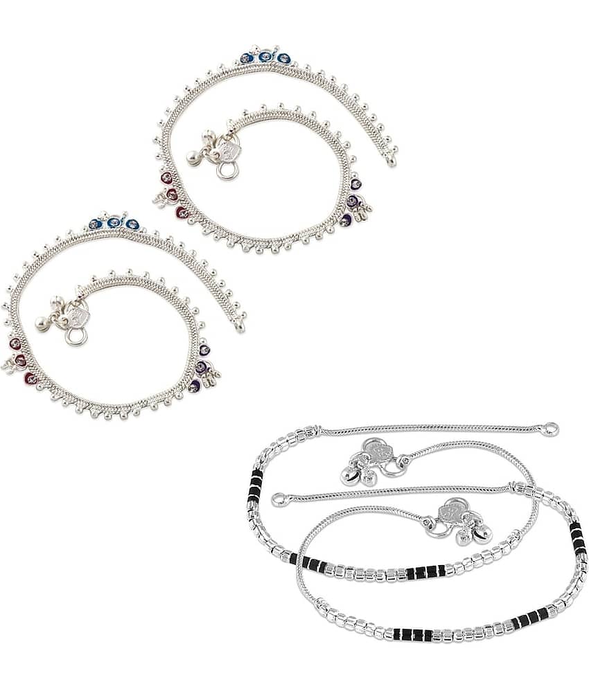 HEER COLLECTION - Silver Anklets ( Pack of 2 ) - Anklets | Buy online on ZillyBuy