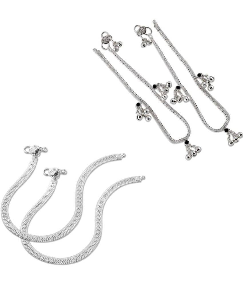 HEER COLLECTION - Silver Anklets ( Pack of 2 ) - Anklets | Buy online on ZillyBuy