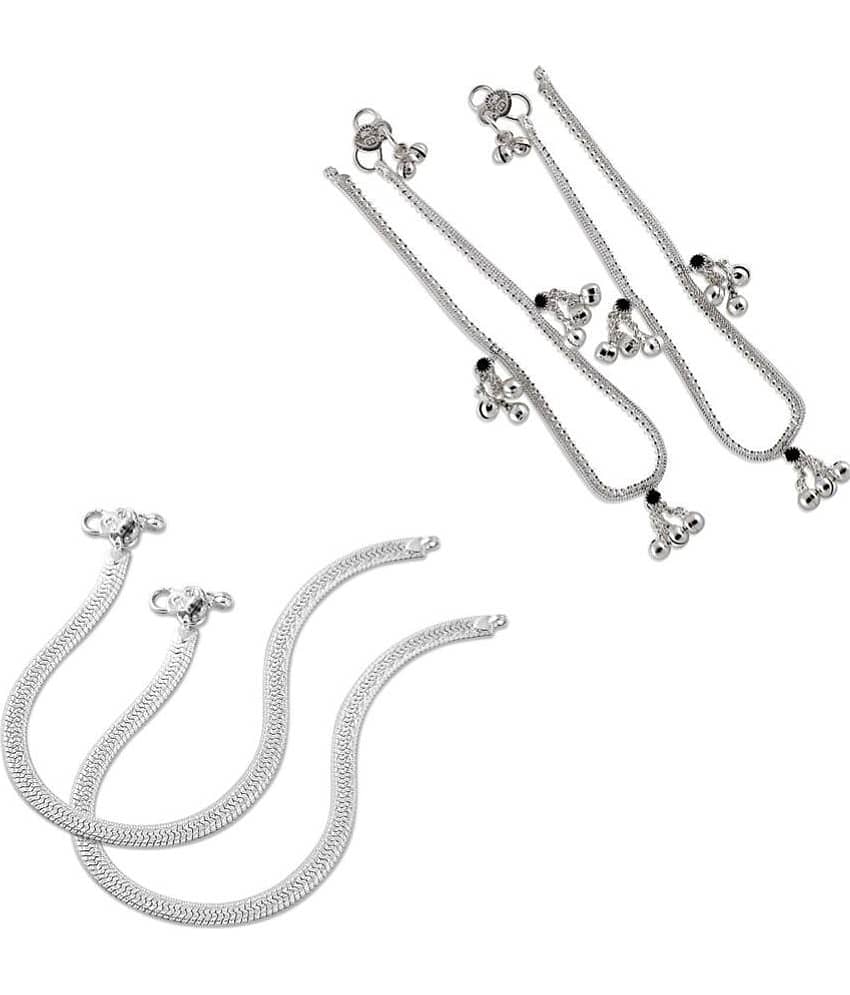 HEER COLLECTION - Silver Anklets ( Pack of 2 ) - Anklets | Buy online on ZillyBuy