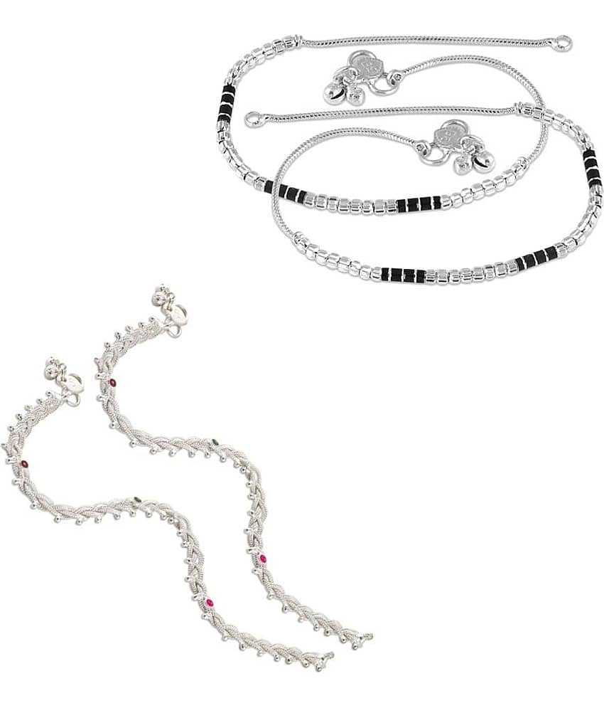HEER COLLECTION - Silver Anklets ( Pack of 2 ) - Anklets | Buy online on ZillyBuy