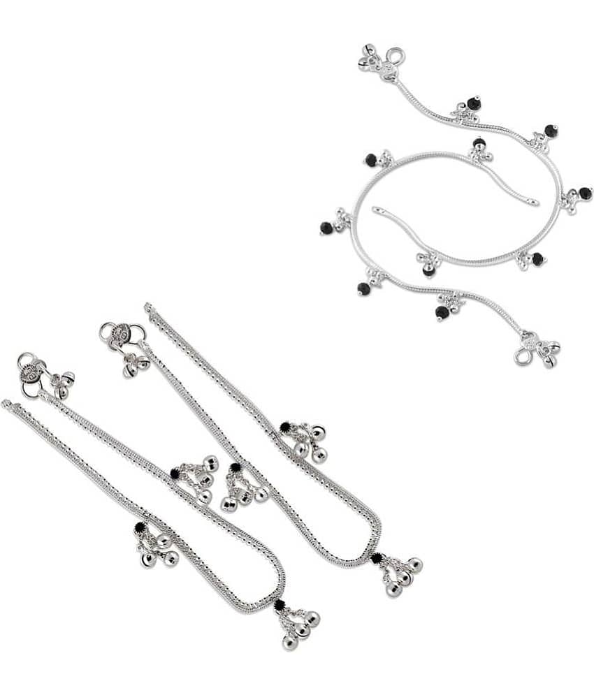 HEER COLLECTION - Silver Anklets ( Pack of 2 ) - Anklets | Buy online on ZillyBuy