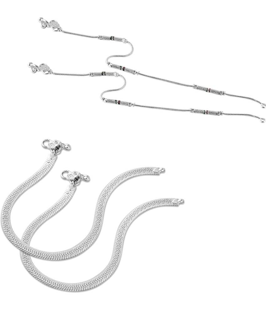     			HEER COLLECTION - Silver Anklets ( Pack of 2 )