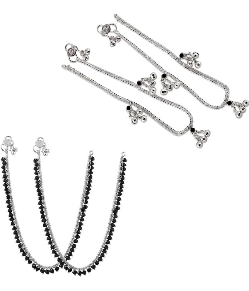 HEER COLLECTION - Silver Anklets ( Pack of 2 )     			HEER COLLECTION - Silver Anklets ( Pack of 2 )