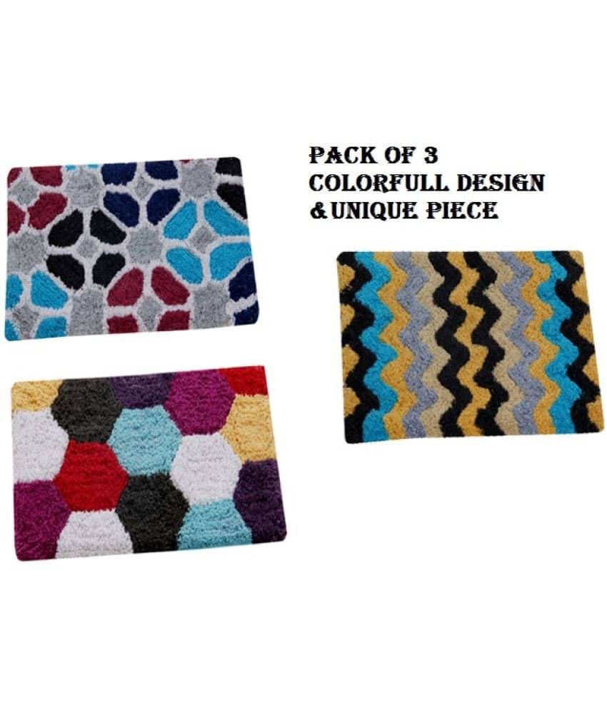 Aazeem Antiskid Cotton Door Mat ( 60 X 40 cm ) Set of 3 Blue Aazeem Antiskid Cotton Door Mat ( 60 X 40 cm ) Set of 3 Blue