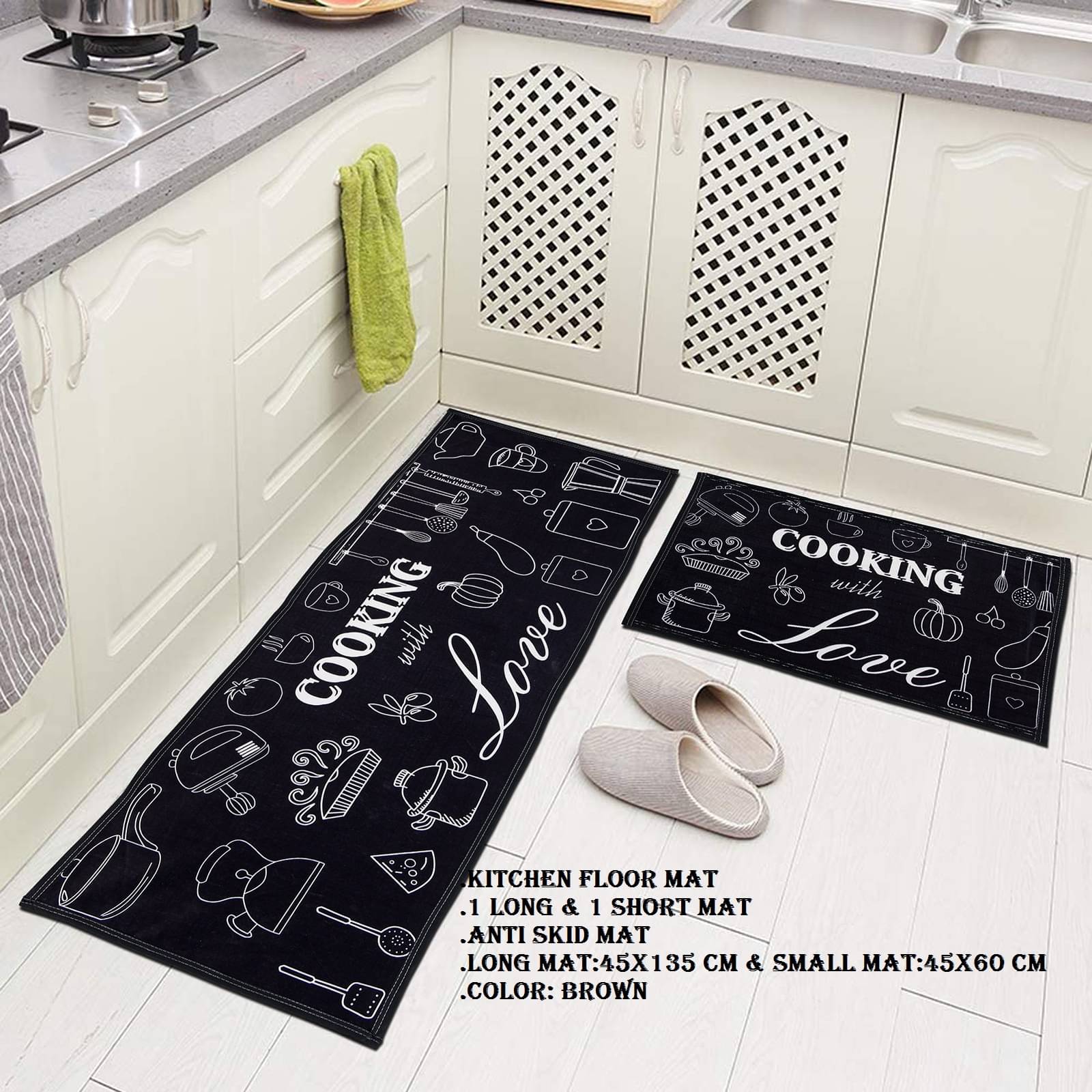     			Aazeem Black Runner Set of 2 Polyester Abstract Other Sizes Ft