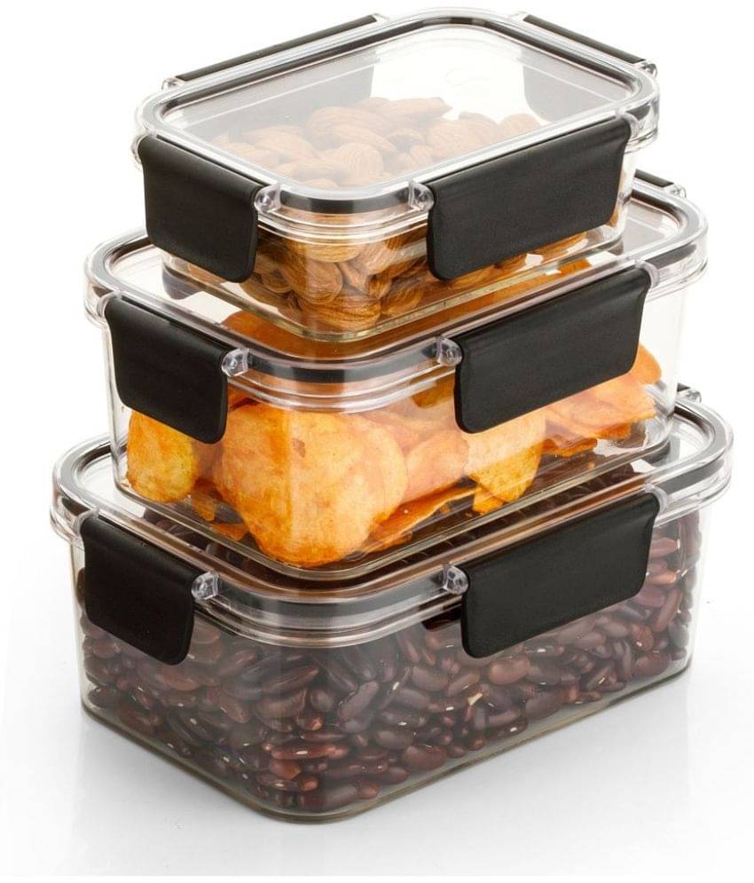 HomePro Transparent Container Capacity 300 ML, 800ML & 1200 ML, Locking Lids, Leak Proof - Set of 3 HomePro Transparent Container Capacity 300 ML, 800ML & 1200 ML, Locking Lids, Leak Proof - Set of 3