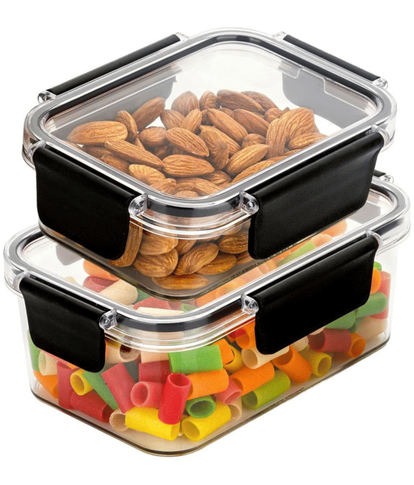 HomePro Transparent Container Capacity 300 ML & 800ML, Locking Lids, Leak Proof - Set of 2