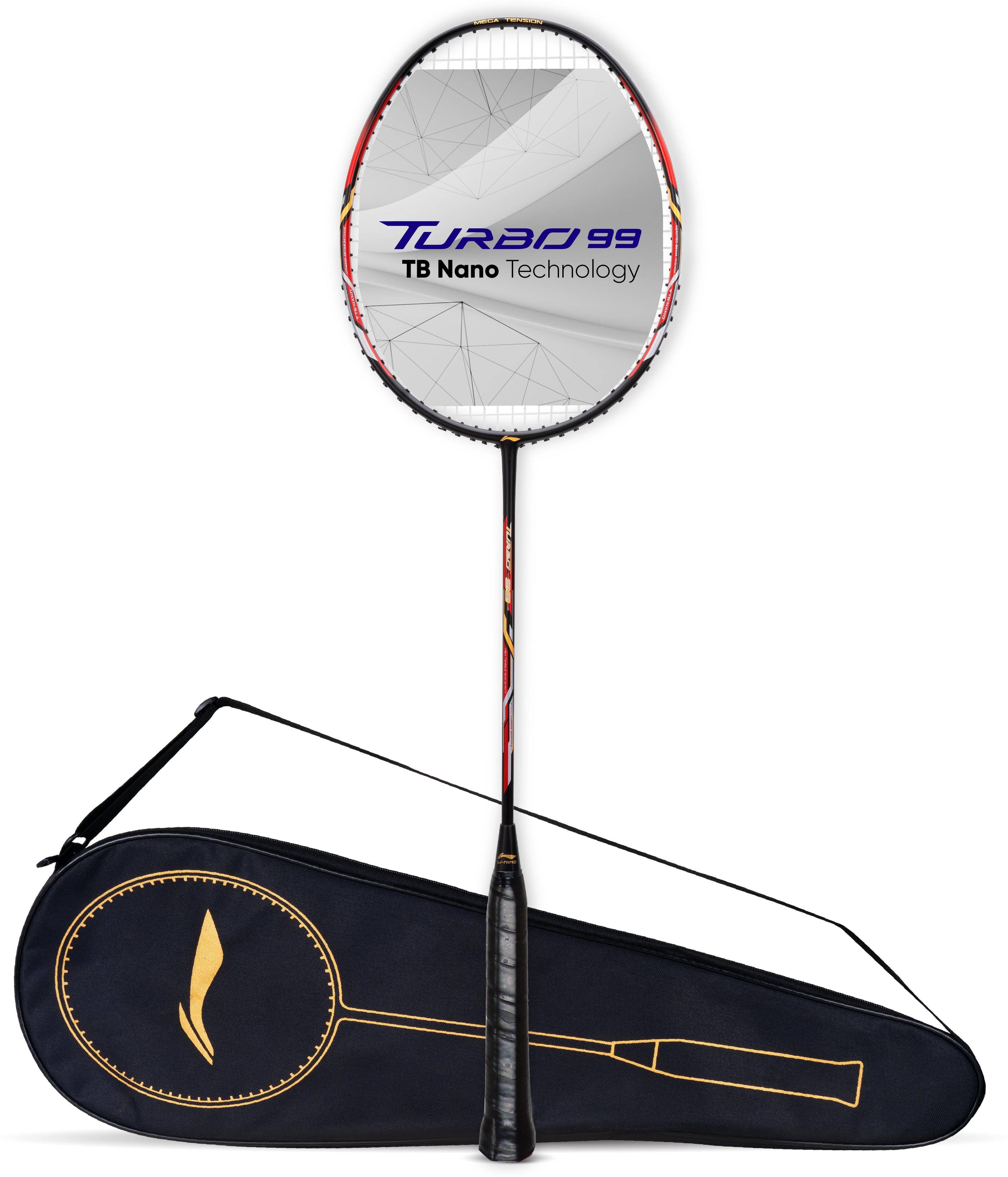 Li-Ning Turbo 99 Strung Carbon Fibre Badminton Racket With Free Full Cover, Black, Red     			Li-Ning Turbo 99 Strung Carbon Fibre Badminton Racket With Free Full Cover, Black, Red