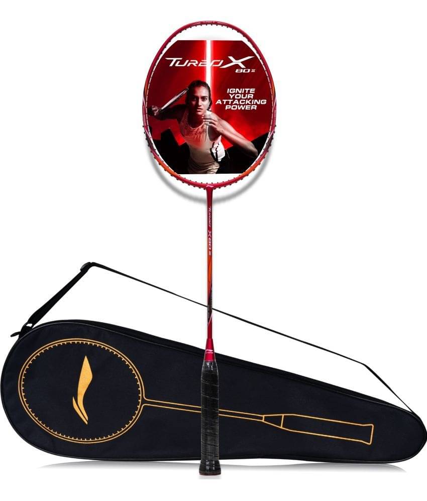 Li-Ning Turbo X III Carbon Fibre Strung Badminton Racket with Free Racket Cover for Seniors (Red/Copper, 87 Grams) Li-Ning Turbo X III Carbon Fibre Strung Badminton Racket with Free Racket Cover for Seniors (Red/Copper, 87 Grams)