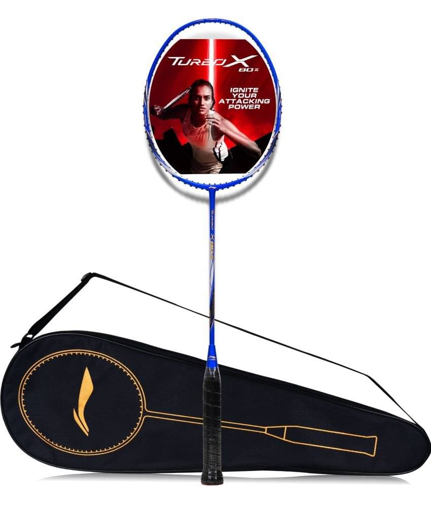     			Li-Ning Turbo X III Carbon Fibre Strung Badminton Racket with Free Racket Cover for Seniors (Blue/Silver, 87 Grams)