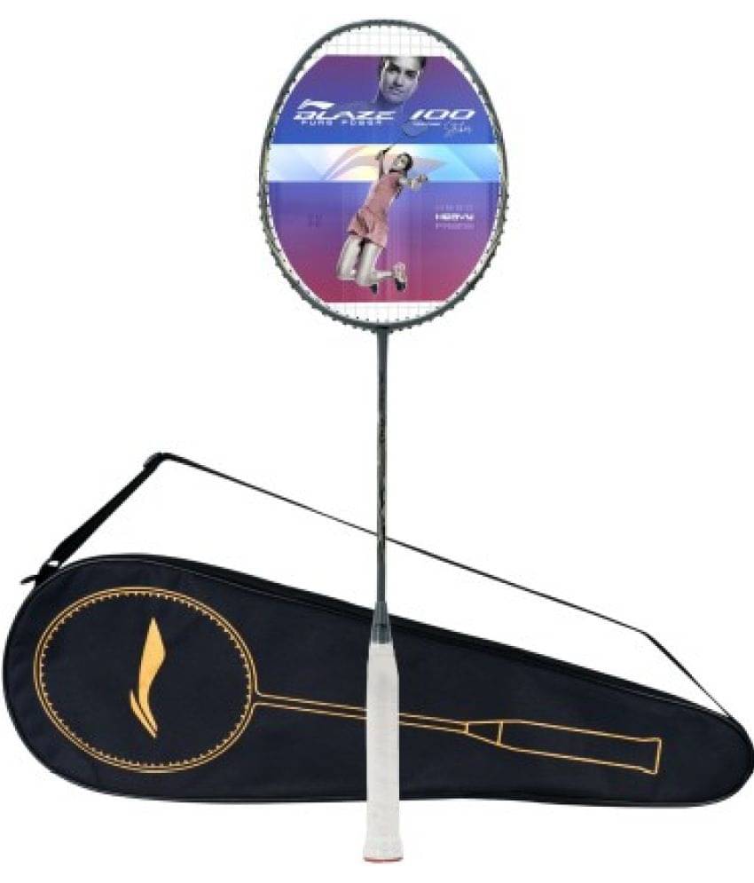 Li-Ning Blaze 100 Carbon Fibre Strung Badmiton Racket with Free Full Cover (Gun Metal/Black/Ivory, 84 Grams) Li-Ning Blaze 100 Carbon Fibre Strung Badmiton Racket with Free Full Cover (Gun Metal/Black/Ivory, 84 Grams)
