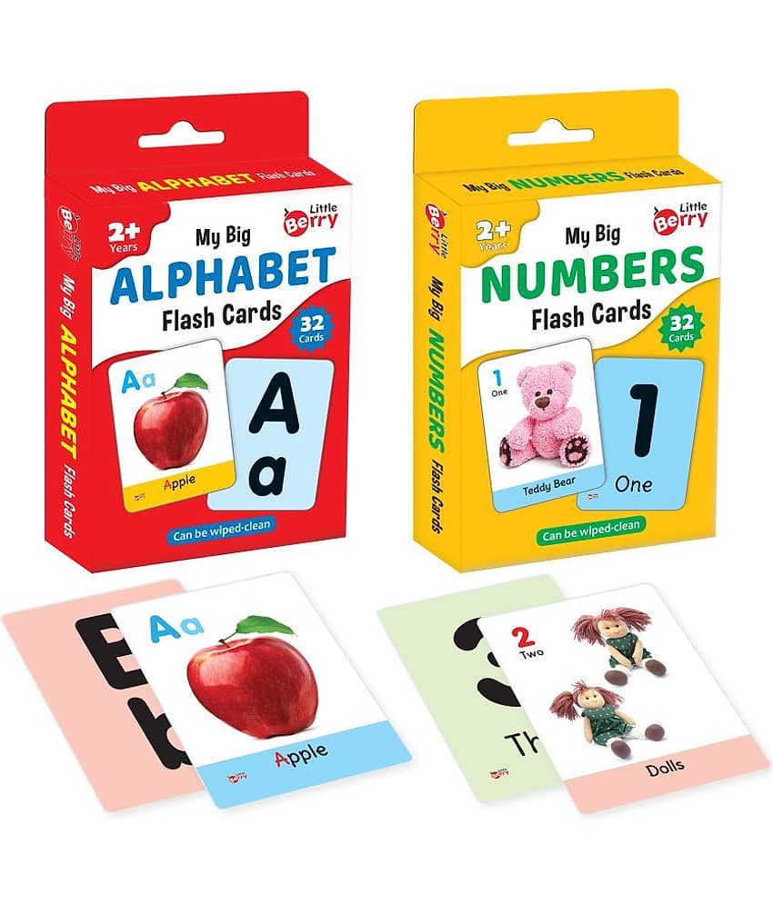 Little Berry Big Flash Cards for Kids: Alphabets and Numbers (Essential Set of 2) | 64 Double-Sided Picture Cards | Early Learning and Development Toy for Preschoolers & Toddlers 2-6 Years - Toys and Games | Buy online on ZillyBuy