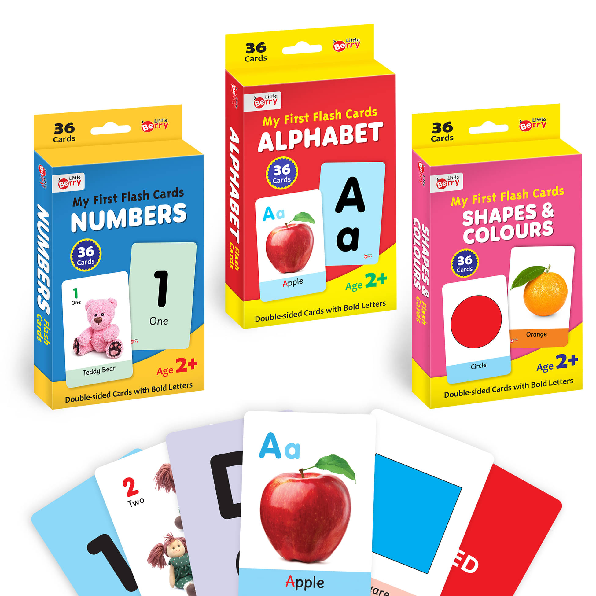     			Little Berry My First Flash Cards for Kids (Combo of 3): Alphabets, Numbers, Shapes & Colours | 108 Cards for Preschoolers & Toddlers 2-6 Years | Learning Guide & Activities Included