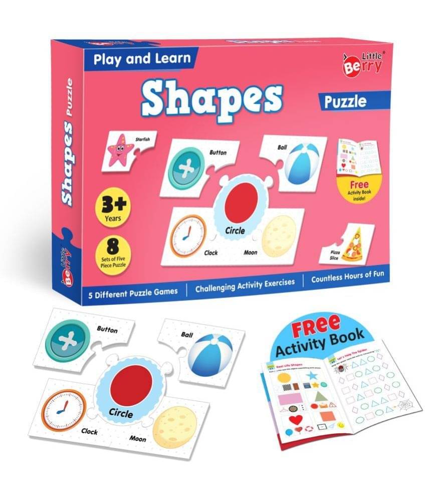     			Little Berry Set of Shapes Play & Learn Jigsaw Puzzle (40 Pieces), Brain  Activity Book | 5 Different Puzzle Games | Learning & Educational Toy for Boys and Girls Above 3 Years