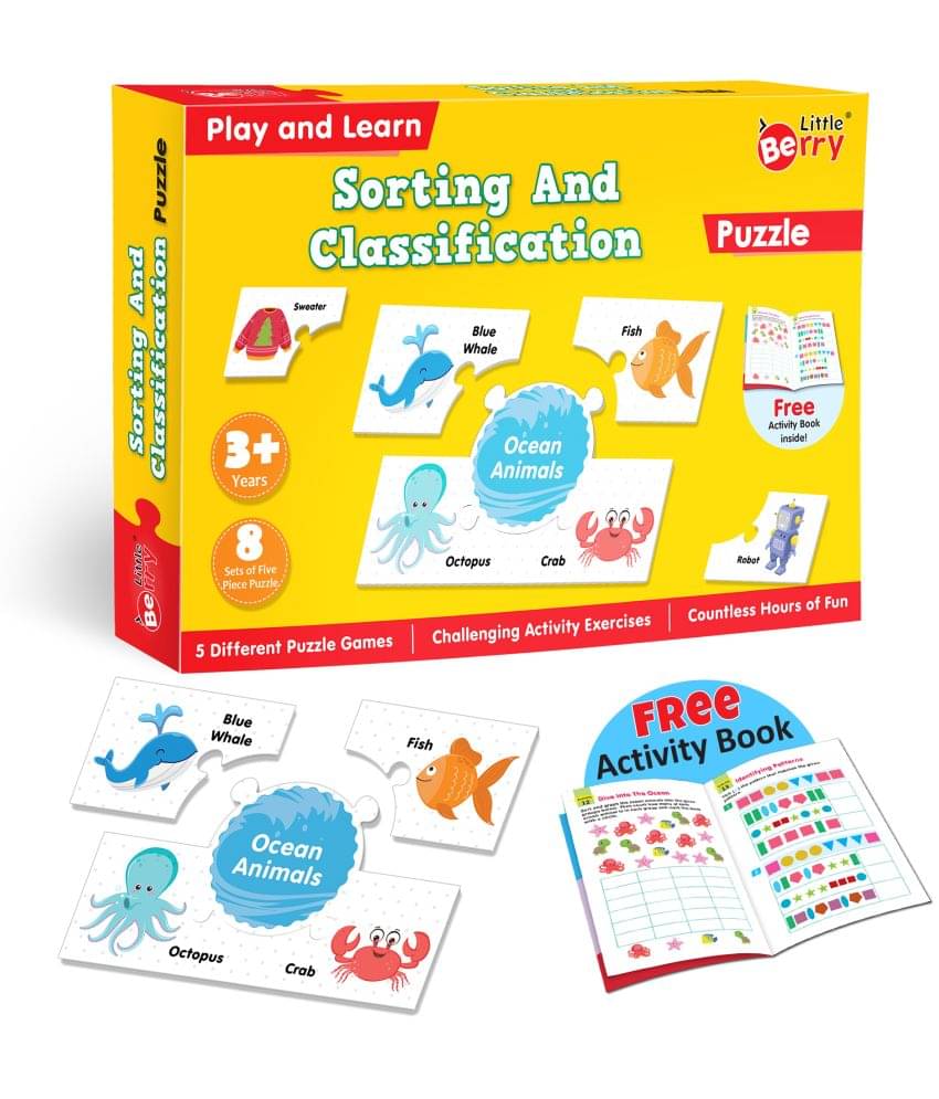 Little Berry Set of Sorting and Classification Play & Learn Jigsaw Puzzle (40 Pieces), Brain Activity Book | 5 Different Puzzle Games | Learning & Educational Toy for Boys and Girls Above 3 Years Little Berry Set of Sorting and Classification Play & Learn Jigsaw Puzzle (40 Pieces), Brain Activity Book | 5 Different Puzzle Games | Learning & Educational Toy for Boys and Girls Above 3 Years