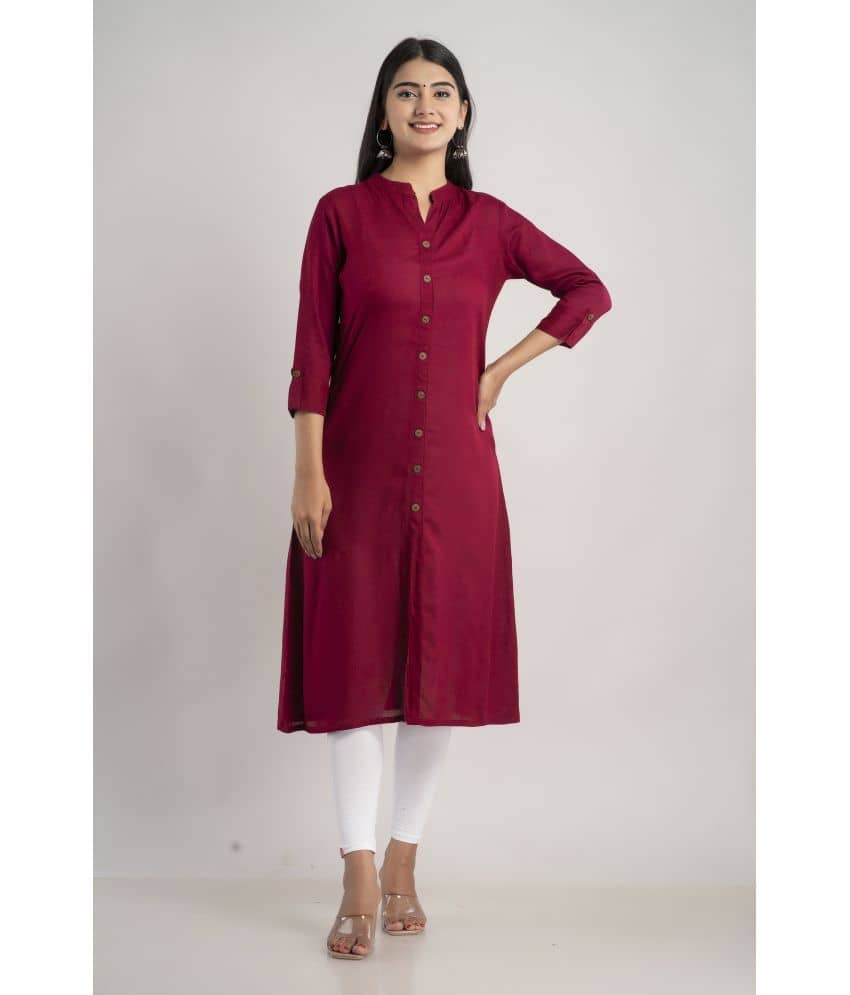 MAUKA - Maroon Rayon Women's Front Slit Kurti ( Pack of 1 ) - Kurtis, Tunics | Buy online on ZillyBuy