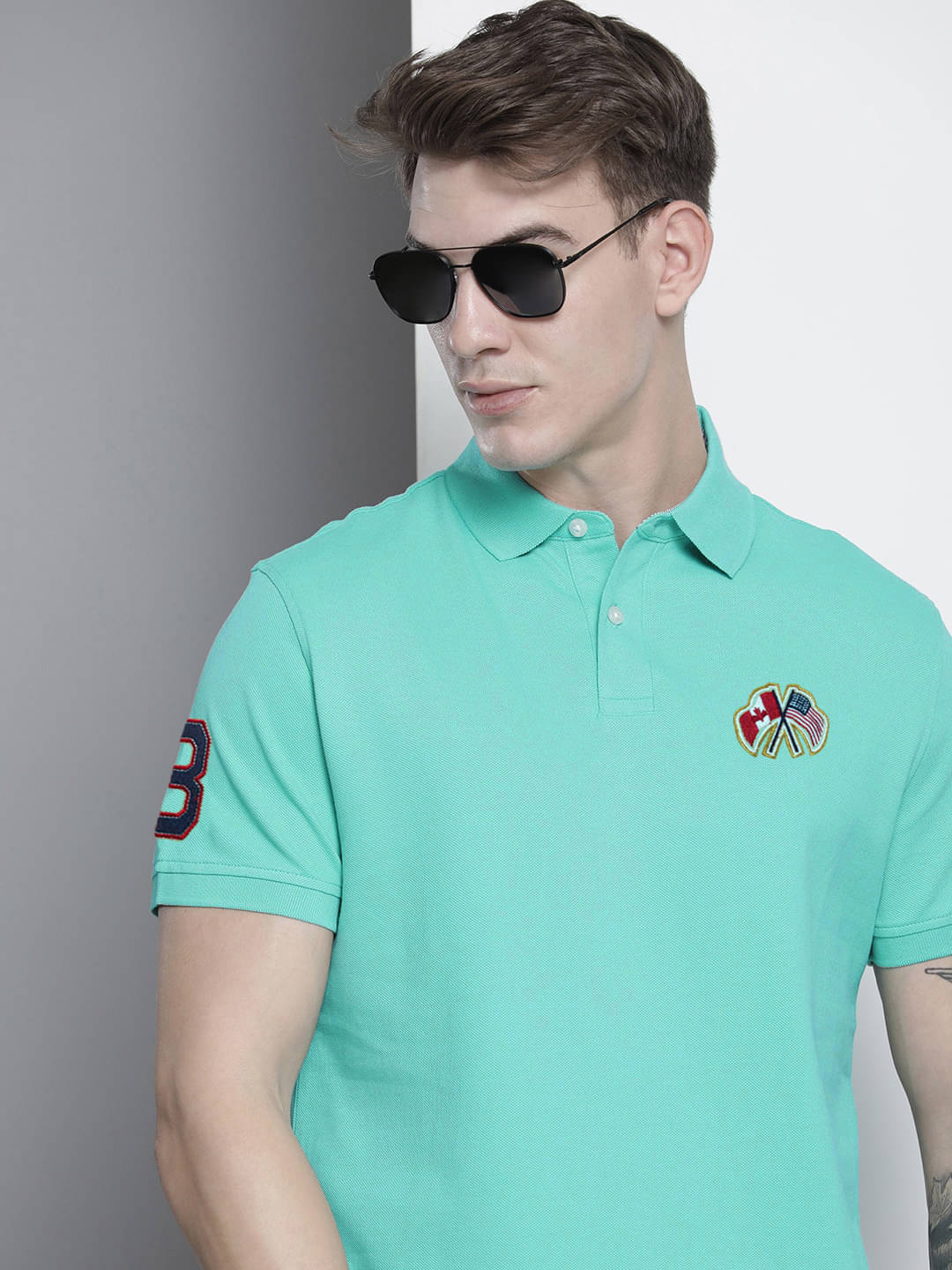     			Merriment Pack of 1 Cotton Blend Regular Fit Solid Half Sleeves Men's Polo T Shirt ( Aqua )