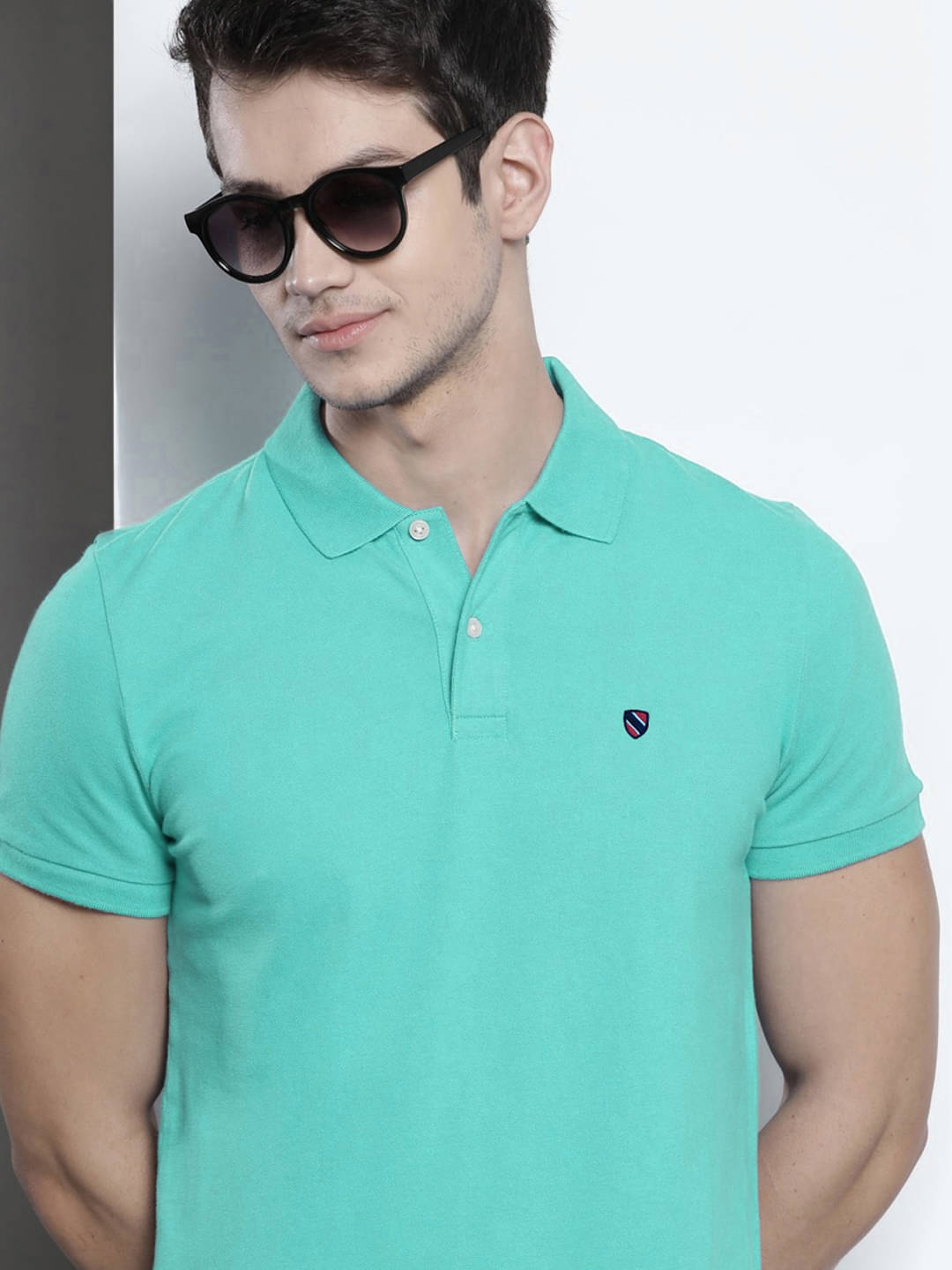Merriment Pack of 1 Cotton Blend Regular Fit Solid Half Sleeves Men's Polo T Shirt ( Aqua ) Merriment Pack of 1 Cotton Blend Regular Fit Solid Half Sleeves Men's Polo T Shirt ( Aqua )