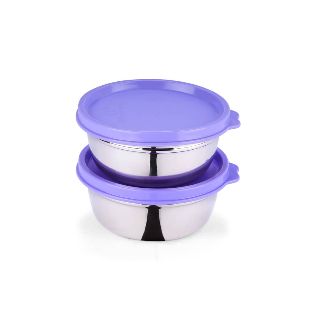     			Oliveware Elegant Steel Purple Storage Containers 250 ml Each (Set of 2)
