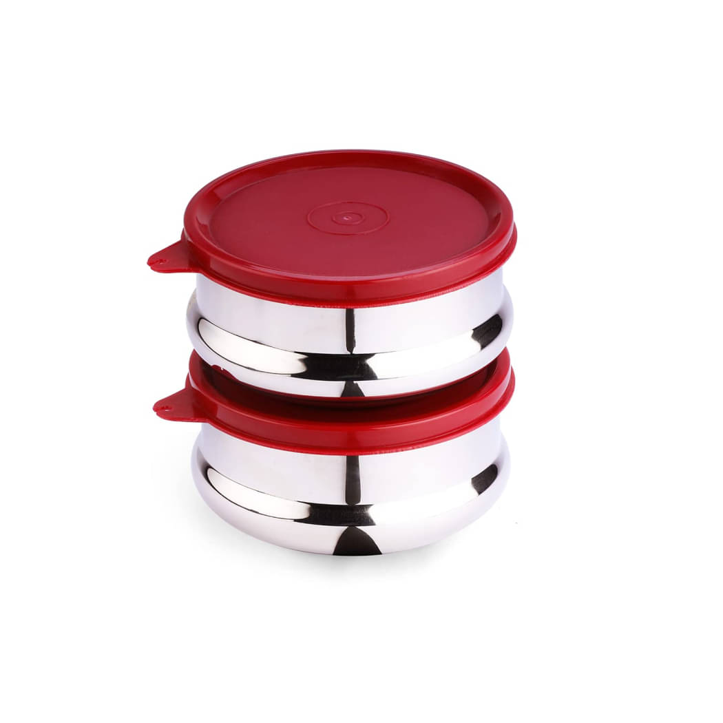     			Oliveware - Steel Red Food Container ( Set of 2 )