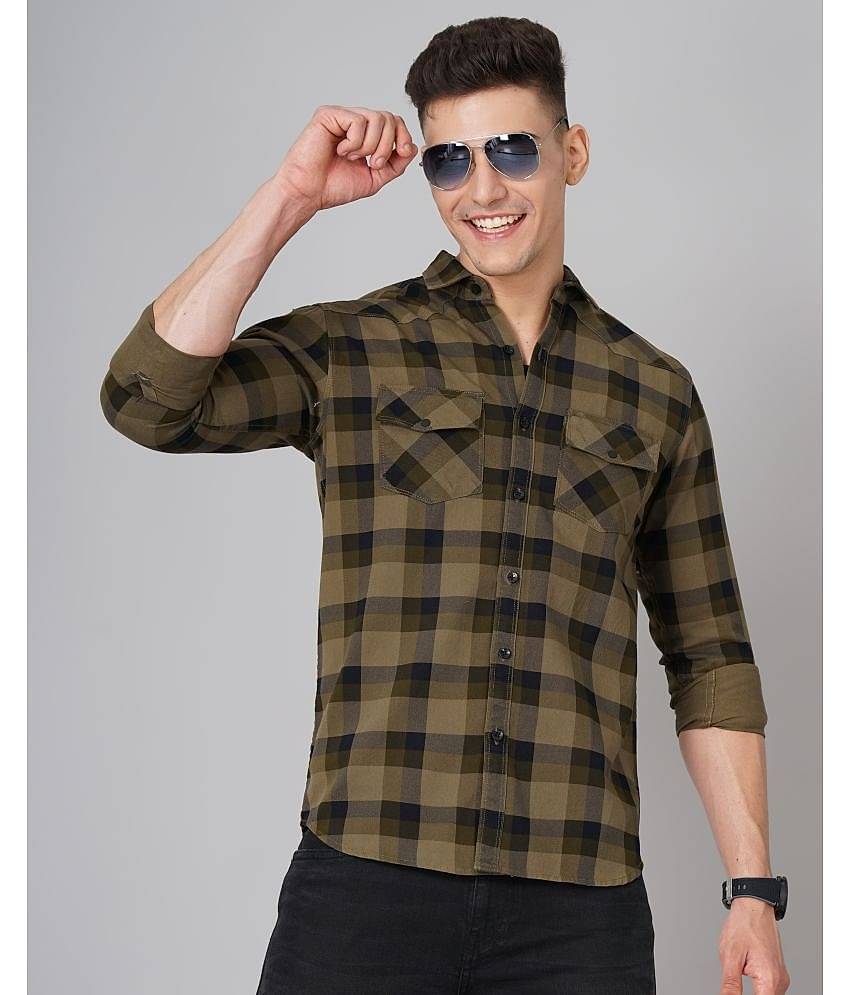 Paul Street - Olive 100% Cotton Slim Fit Men's Casual Shirt ( Pack of 1 )