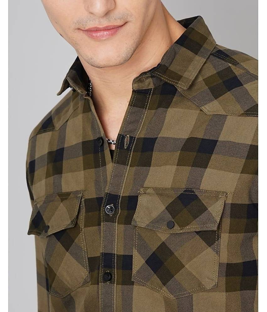 Paul Street - Olive 100% Cotton Slim Fit Men's Casual Shirt ( Pack of 1 )