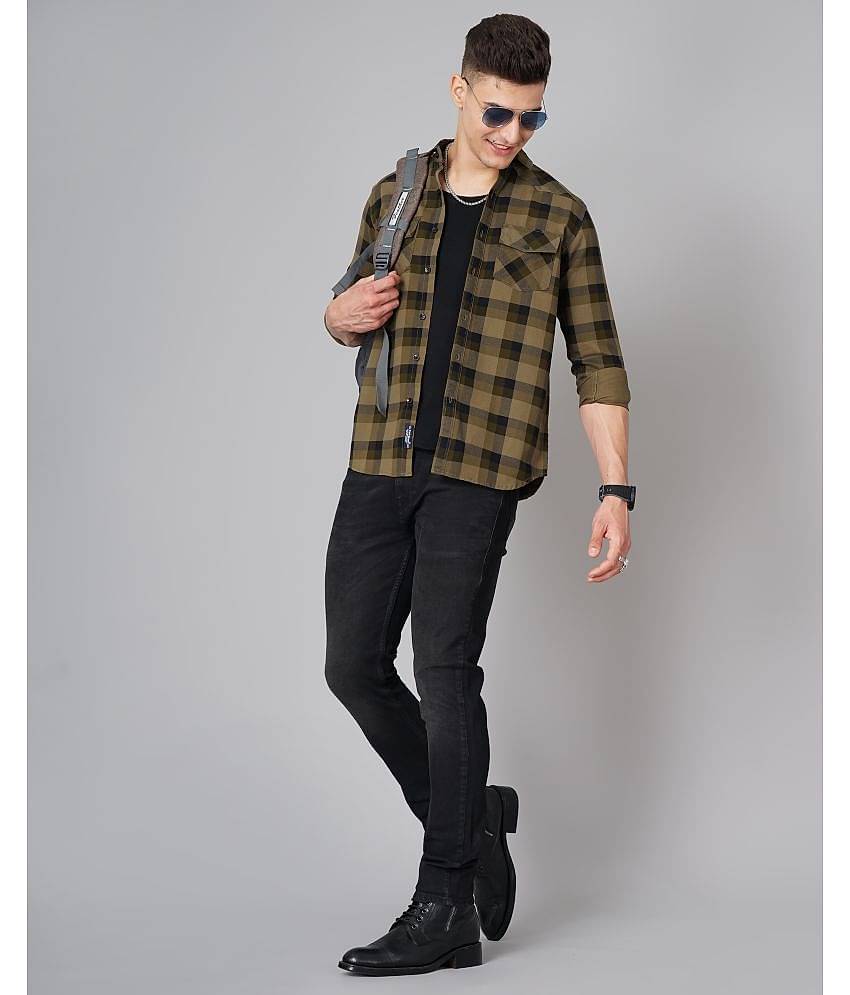 Paul Street - Olive 100% Cotton Slim Fit Men's Casual Shirt ( Pack of 1 )