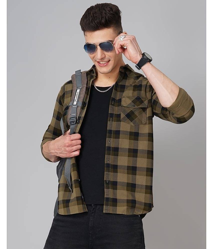 Paul Street - Olive 100% Cotton Slim Fit Men's Casual Shirt ( Pack of 1 )