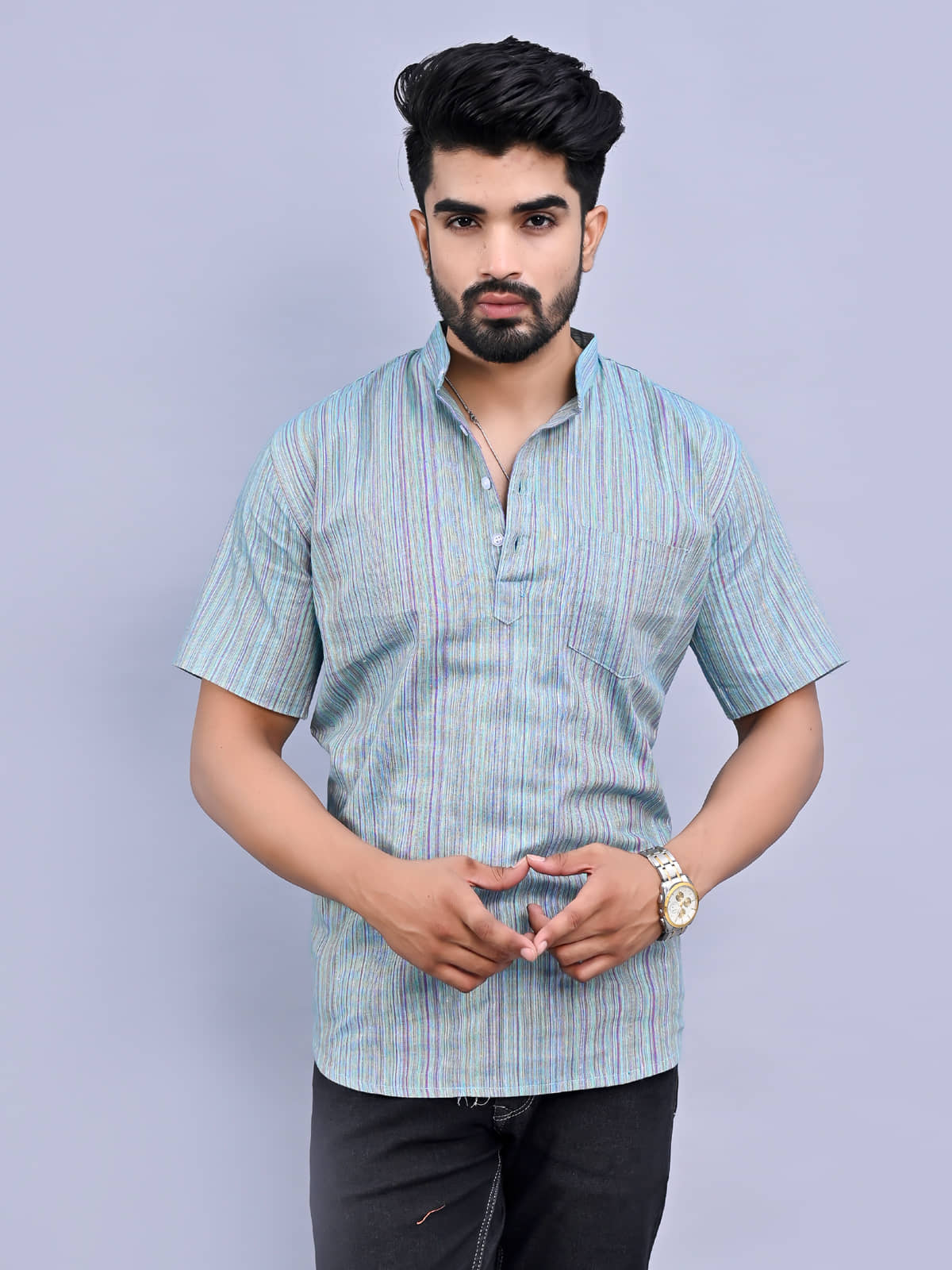 QuaClo - Blue Cotton Men's Regular Kurta ( Pack of 1 ) - Kurtas & Kurta Sets | Buy online on ZillyBuy