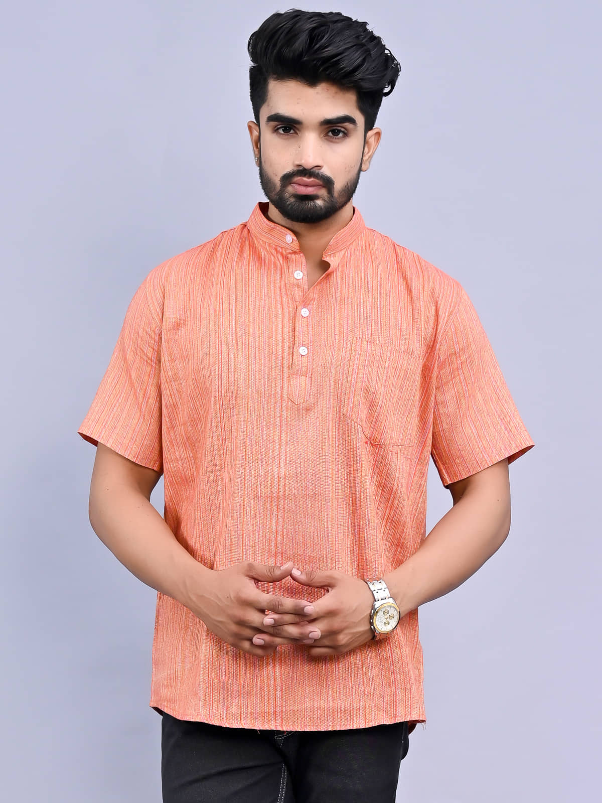 QuaClo - Orange Cotton Men's Regular Kurta ( Pack of 1 ) - Kurtas & Kurta Sets | Buy online on ZillyBuy
