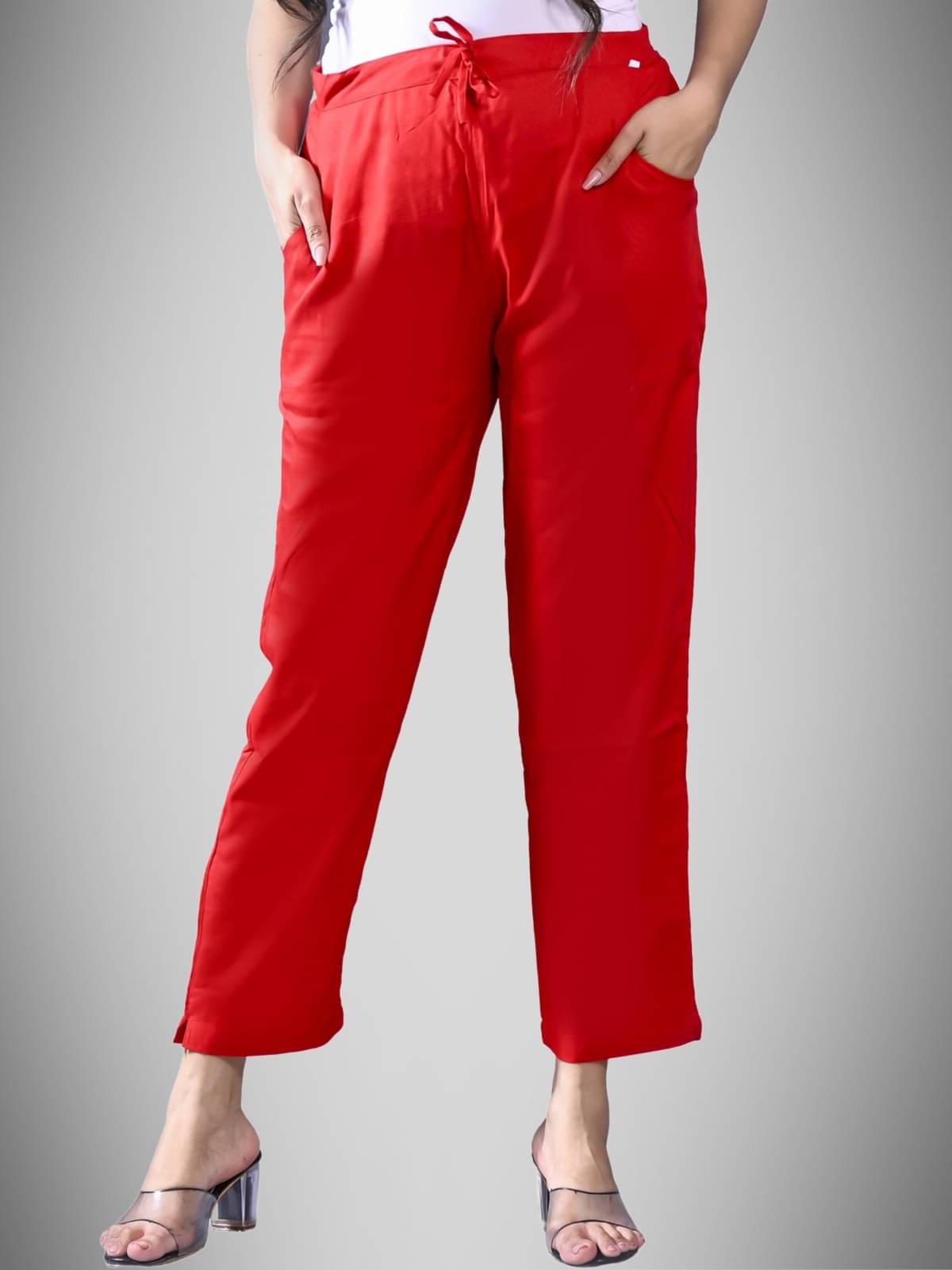     			QuaClo - Red Rayon Regular Women's Casual Pants ( Pack of 1 )