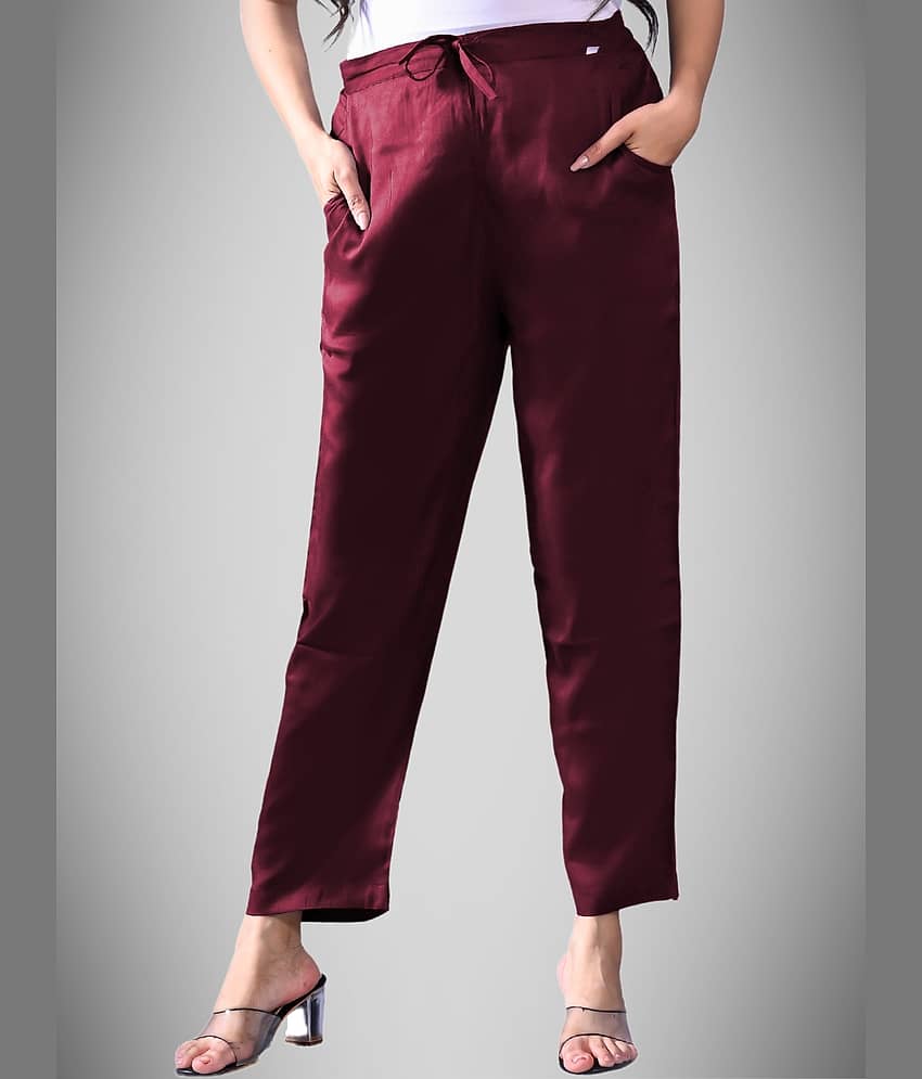 QuaClo - Wine Rayon Regular Women's Casual Pants ( Pack of 1 ) - Trousers | Buy online on ZillyBuy