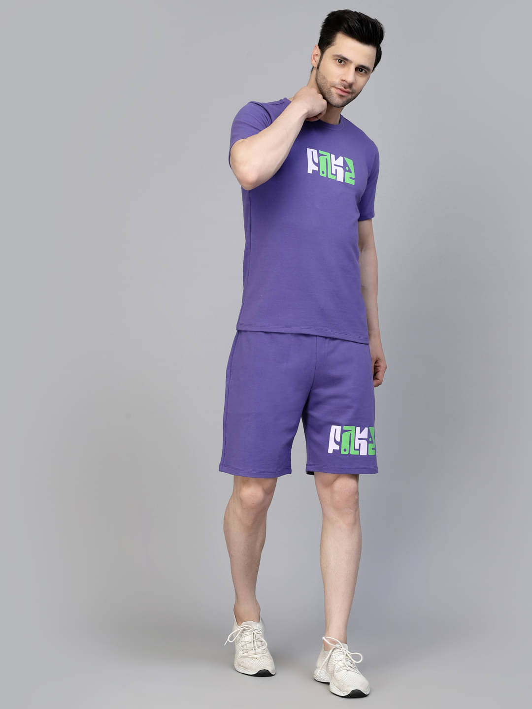     			Rigo Men's T-shirt With Shorts Co-Ords Set ( Pack of 1 , Purple )