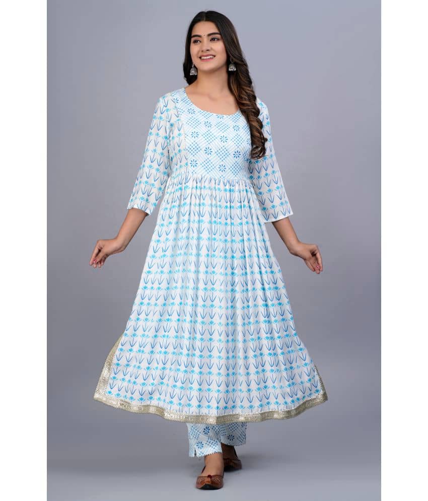 SIPET - Blue Straight Cotton Women's Stitched Salwar Suit ( Pack of 1 )