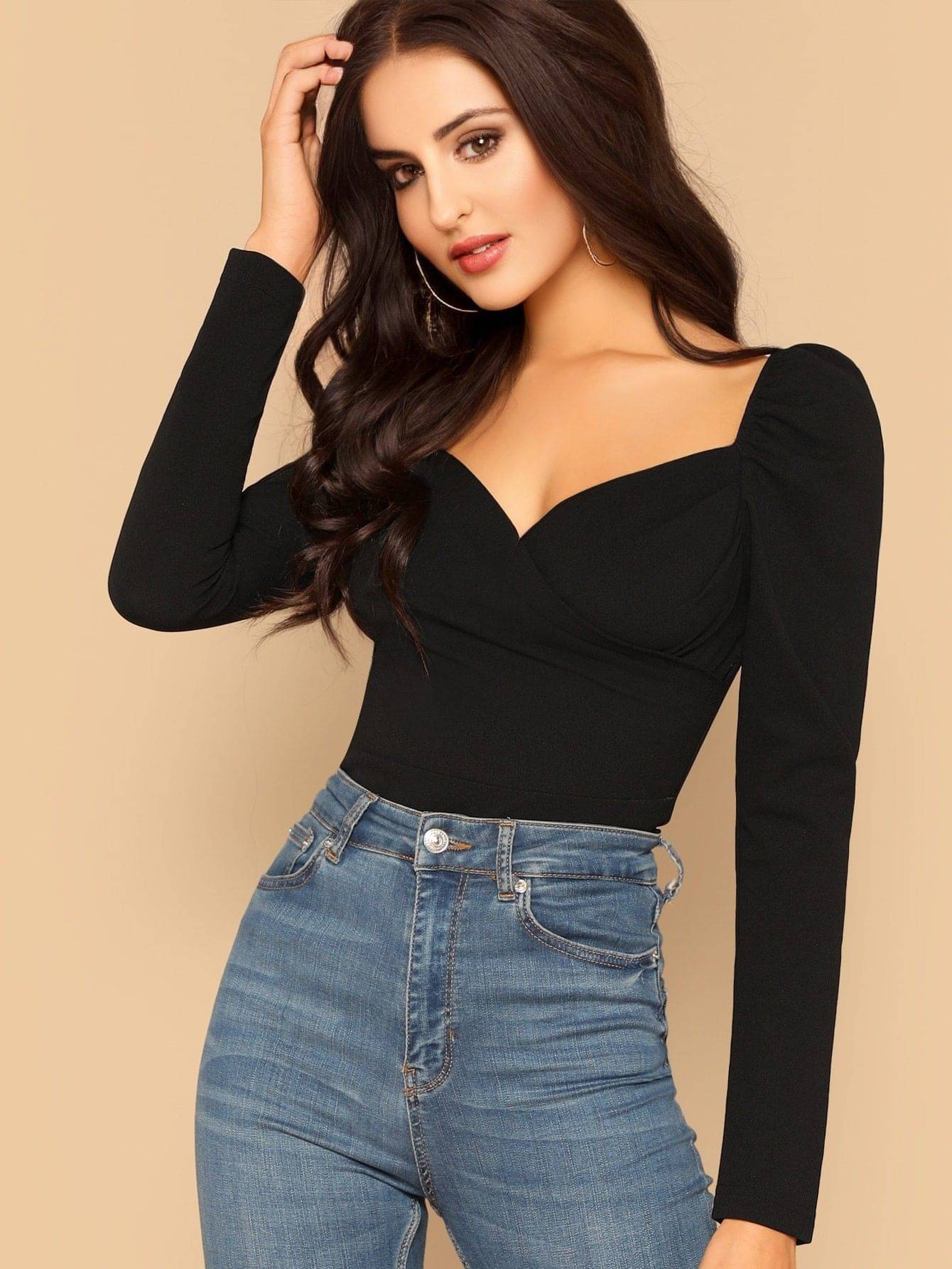Sheetal associates Women's Cotton Blend Regular Top ( Black ) Sheetal associates Women's Cotton Blend Regular Top ( Black )