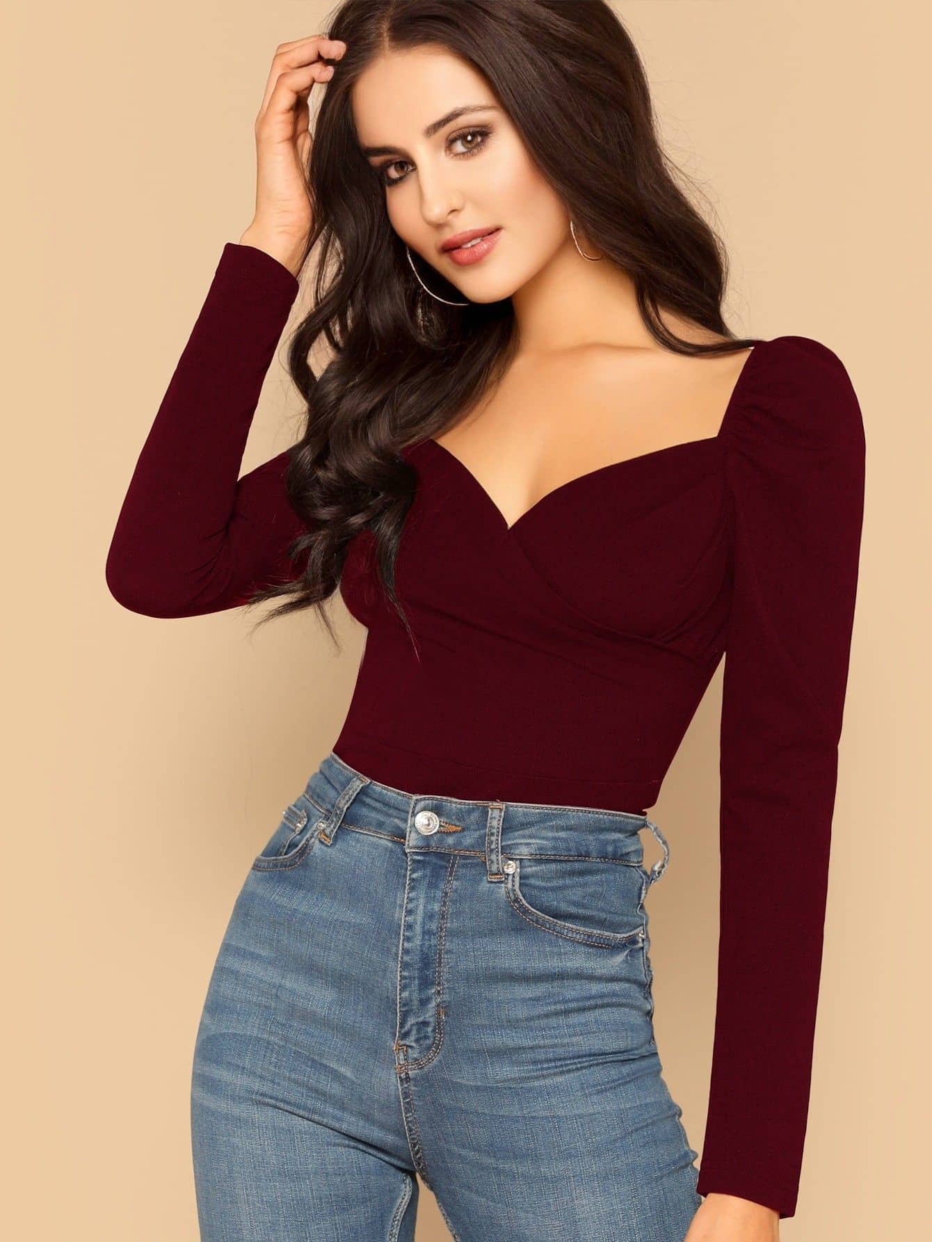 Sheetal associates Women's Cotton Blend Regular Top ( Red )