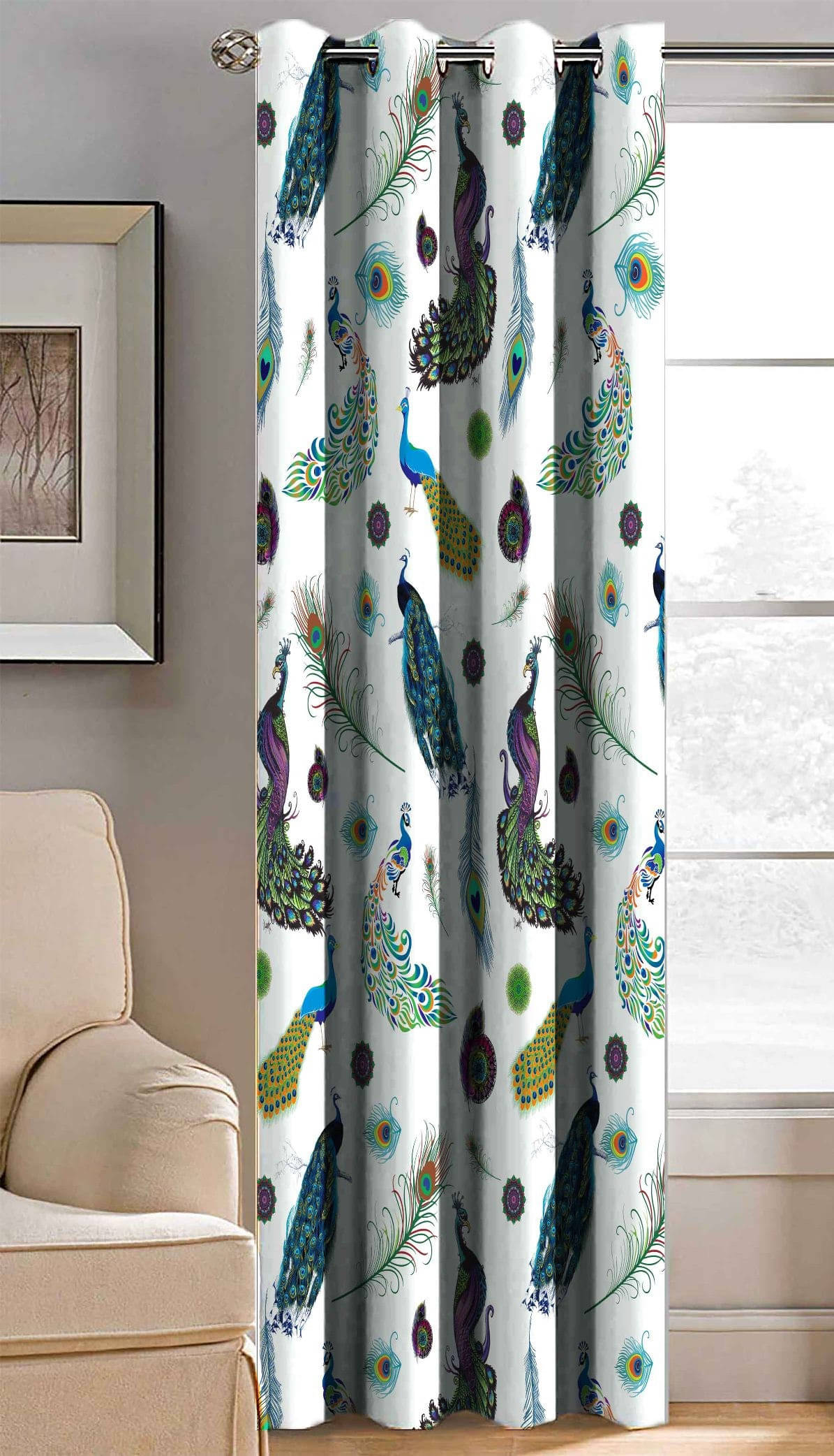BELLA TRUE Abstract Printed Semi-Transparent Eyelet Curtain 7 ft ( Pack of 1 ) - Multicolor BELLA TRUE Abstract Printed Semi-Transparent Eyelet Curtain 7 ft ( Pack of 1 ) - Multicolor