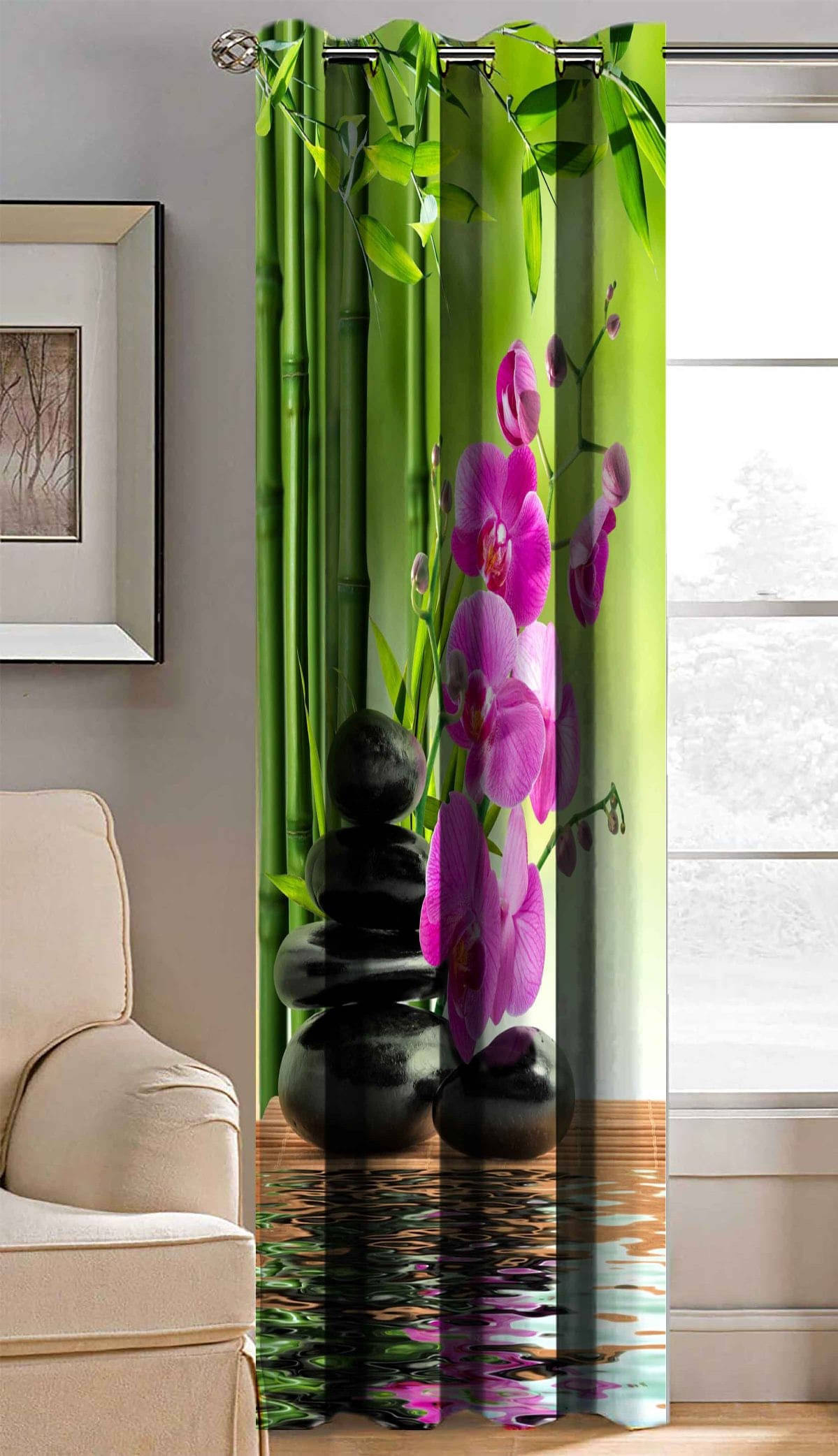     			BELLA TRUE Abstract Printed Semi-Transparent Eyelet Curtain 5 ft ( Pack of 1 ) - Multicolor