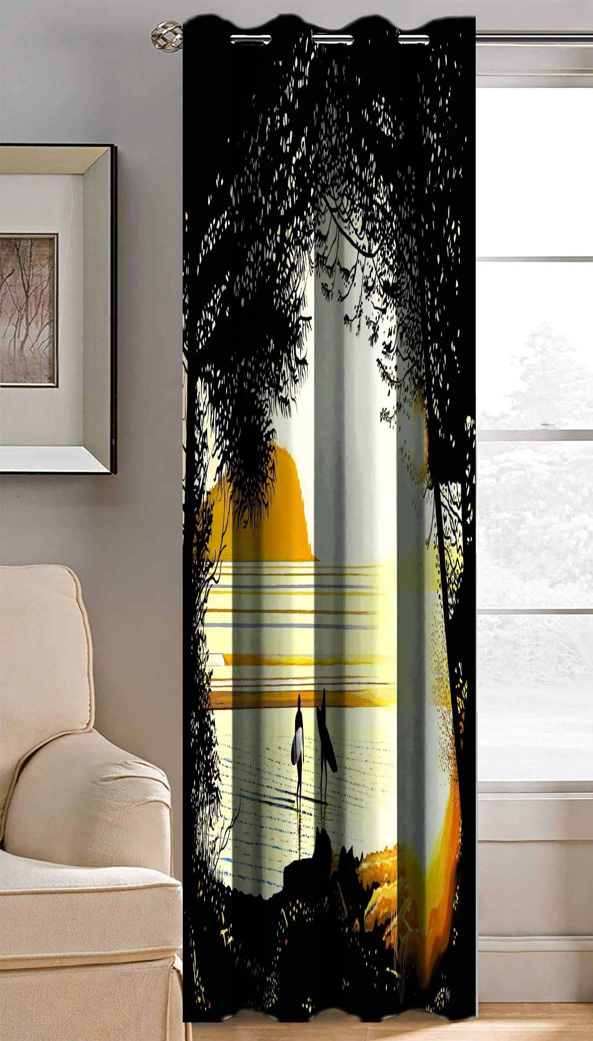 BELLA TRUE Abstract Printed Semi-Transparent Eyelet Curtain 5 ft ( Pack of 1 ) - Multicolor BELLA TRUE Abstract Printed Semi-Transparent Eyelet Curtain 5 ft ( Pack of 1 ) - Multicolor