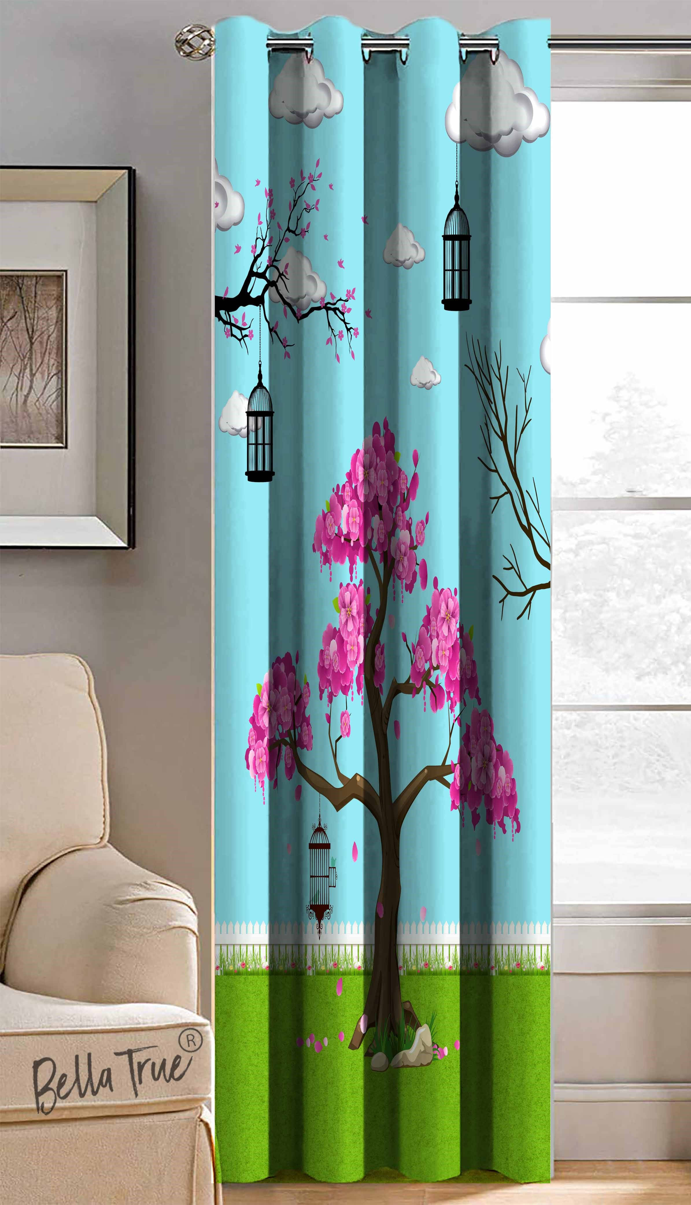     			BELLA TRUE Abstract Printed Semi-Transparent Eyelet Curtain 5 ft ( Pack of 1 ) - Multicolor