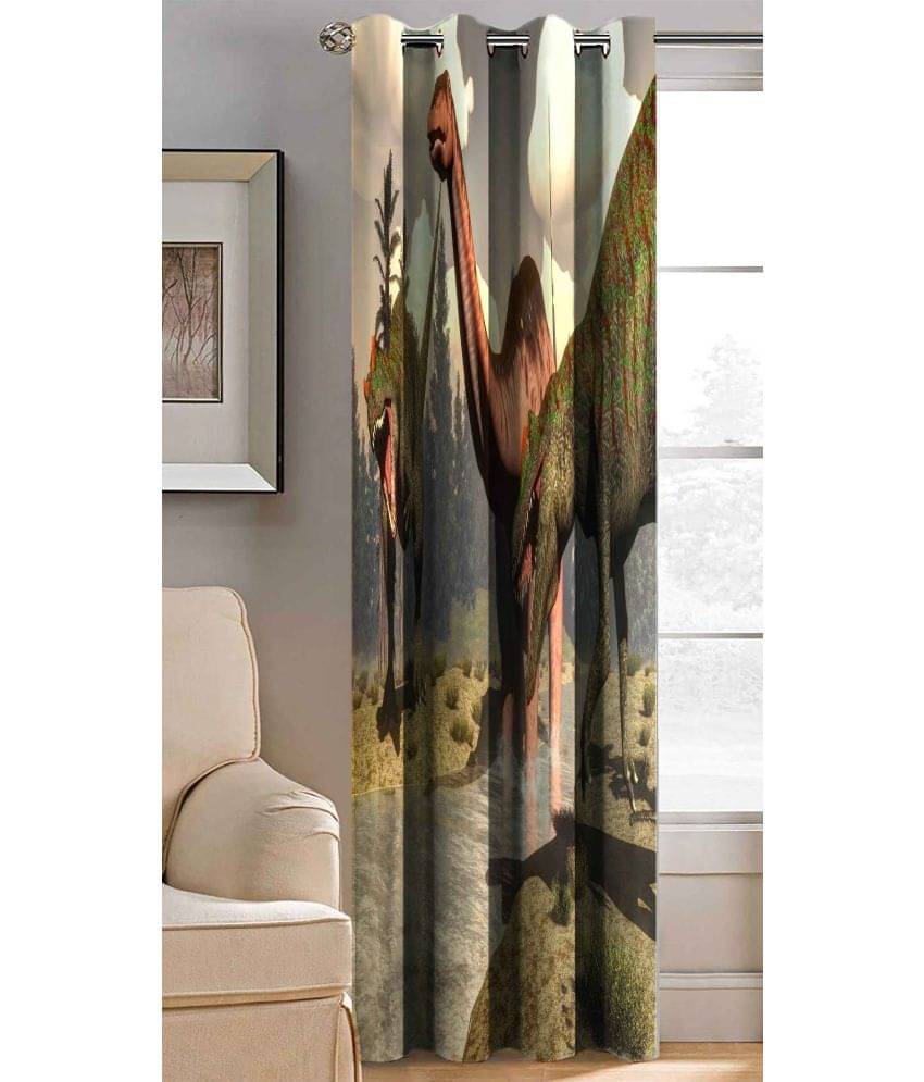     			BELLA TRUE Abstract Printed Semi-Transparent Eyelet Curtain 5 ft ( Pack of 1 ) - Multicolor