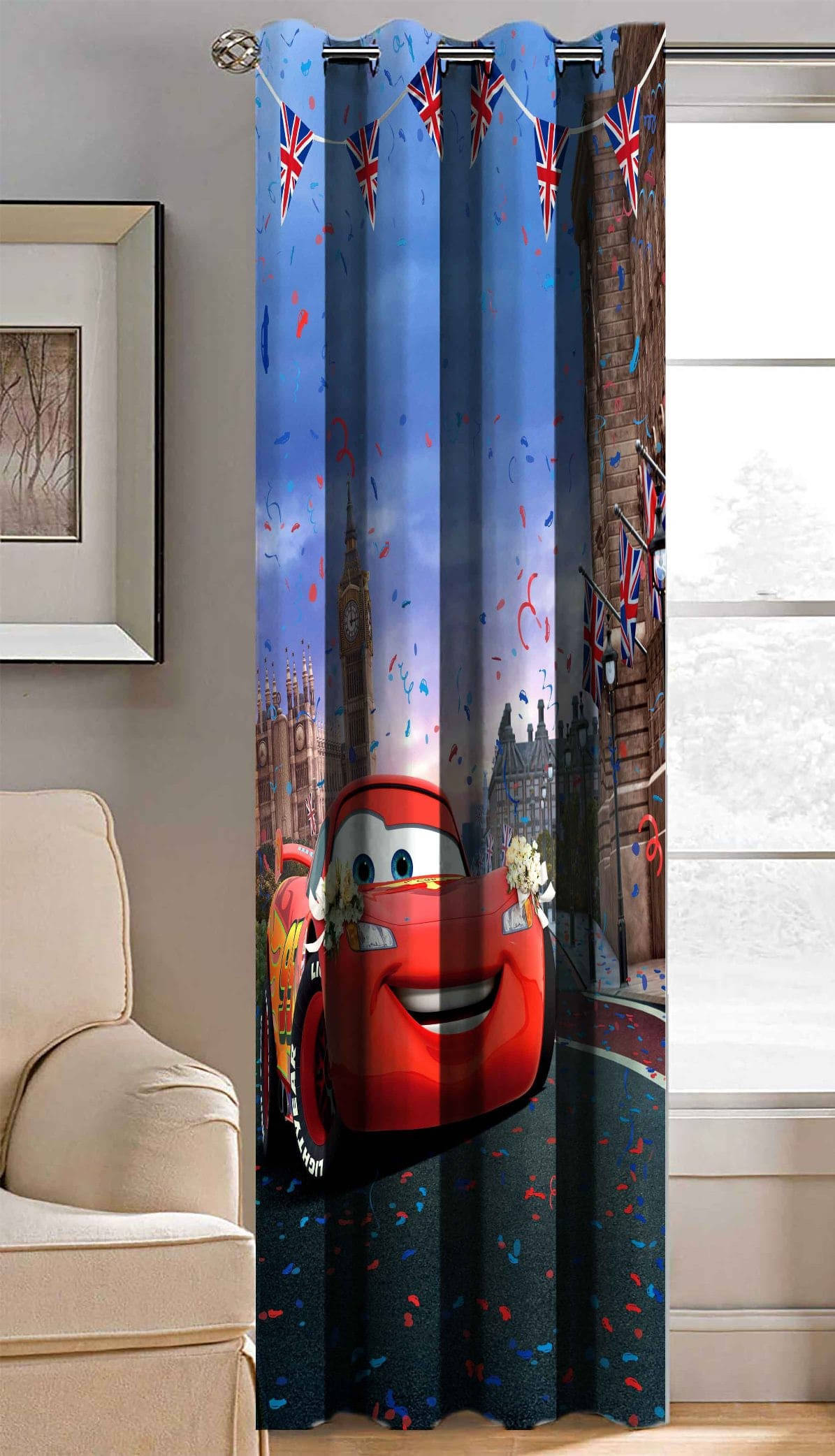     			BELLA TRUE Abstract Printed Semi-Transparent Eyelet Curtain 5 ft ( Pack of 1 ) - Multicolor