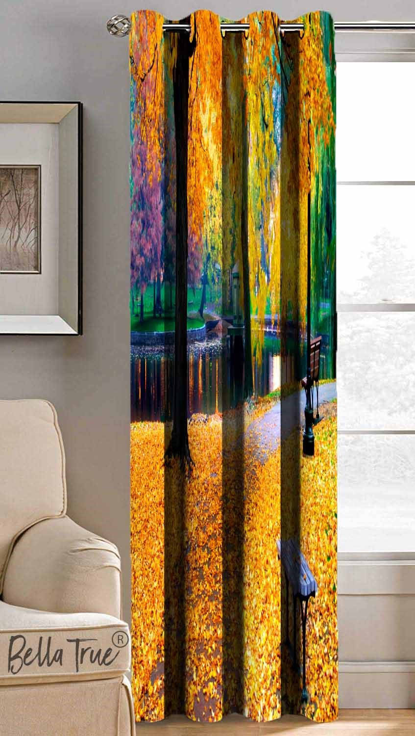     			BELLA TRUE Abstract Printed Semi-Transparent Eyelet Curtain 5 ft ( Pack of 1 ) - Multicolor