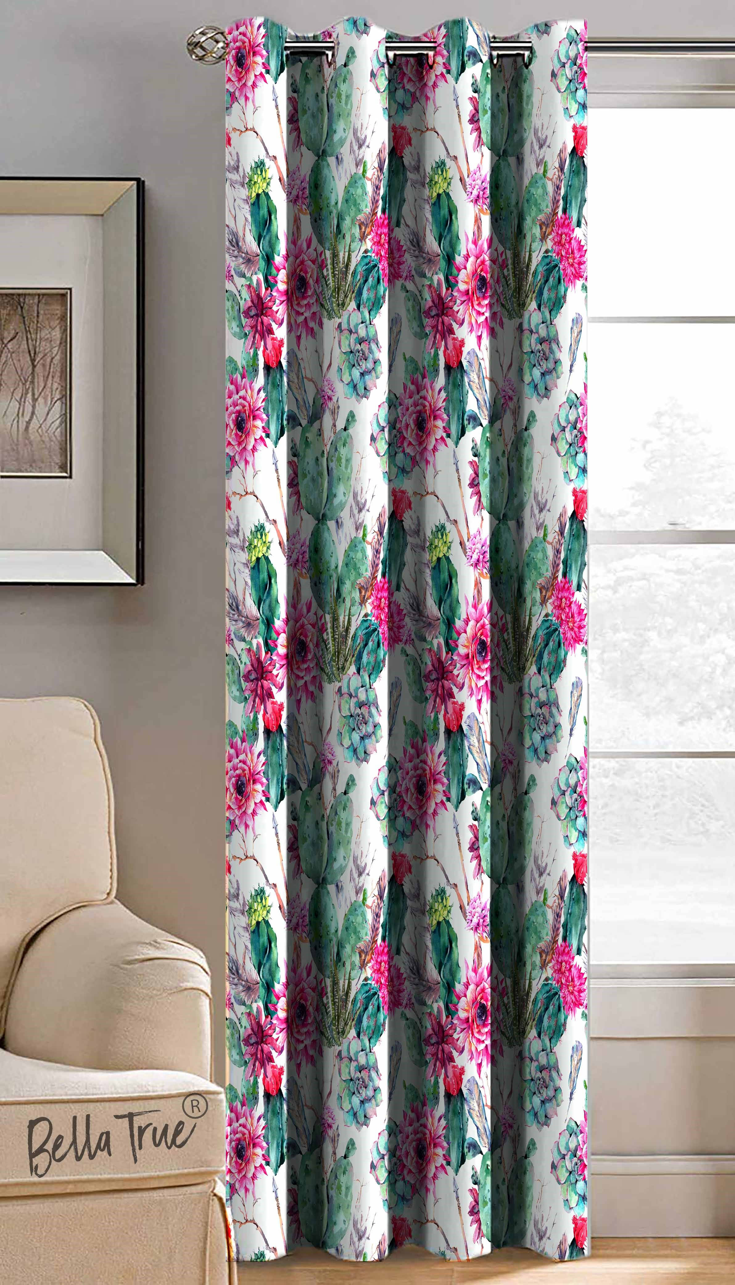 BELLA TRUE Abstract Printed Semi-Transparent Eyelet Curtain 5 ft ( Pack of 1 ) - Multicolor BELLA TRUE Abstract Printed Semi-Transparent Eyelet Curtain 5 ft ( Pack of 1 ) - Multicolor