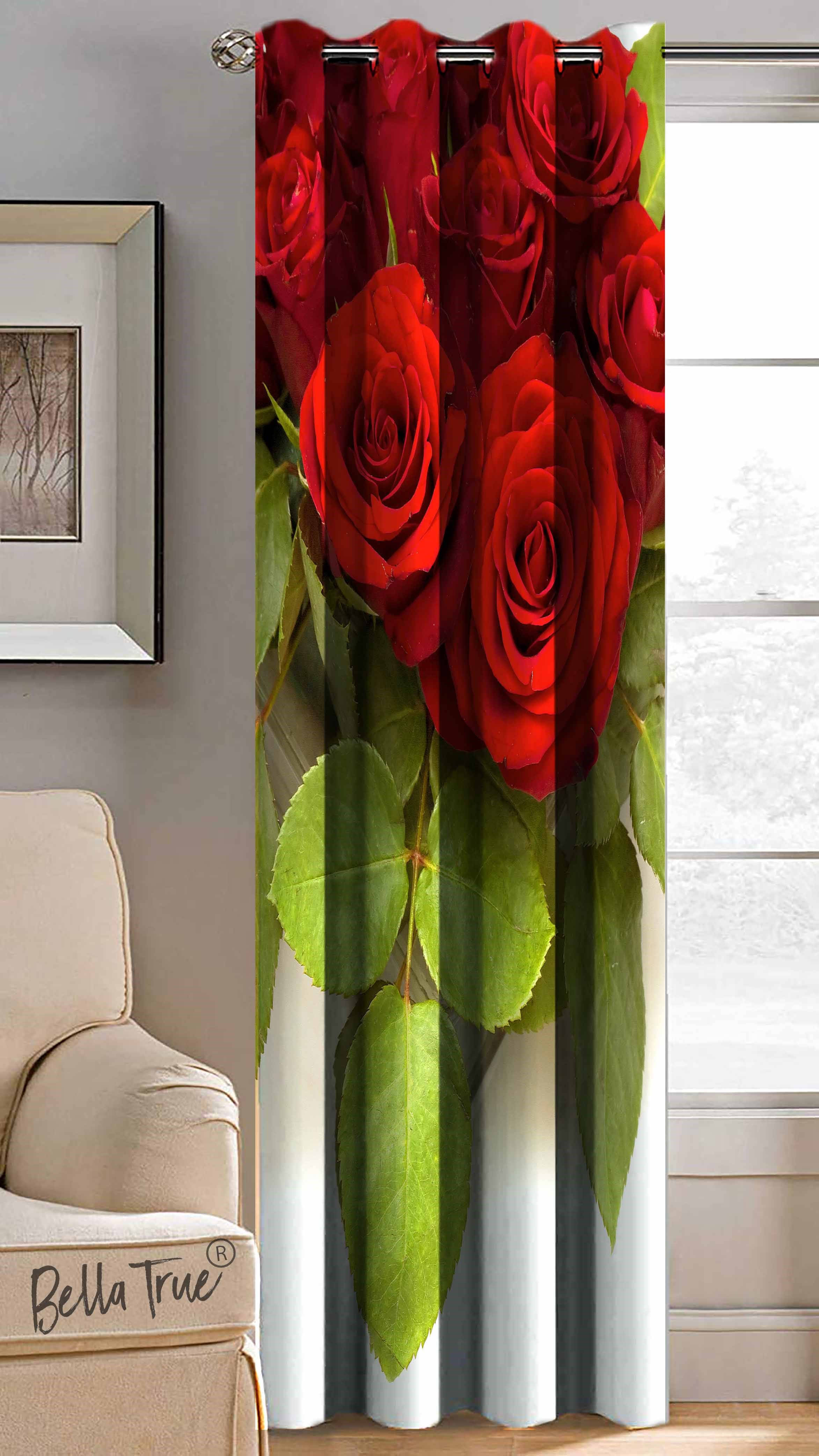     			BELLA TRUE Abstract Printed Semi-Transparent Eyelet Curtain 5 ft ( Pack of 1 ) - Multicolor