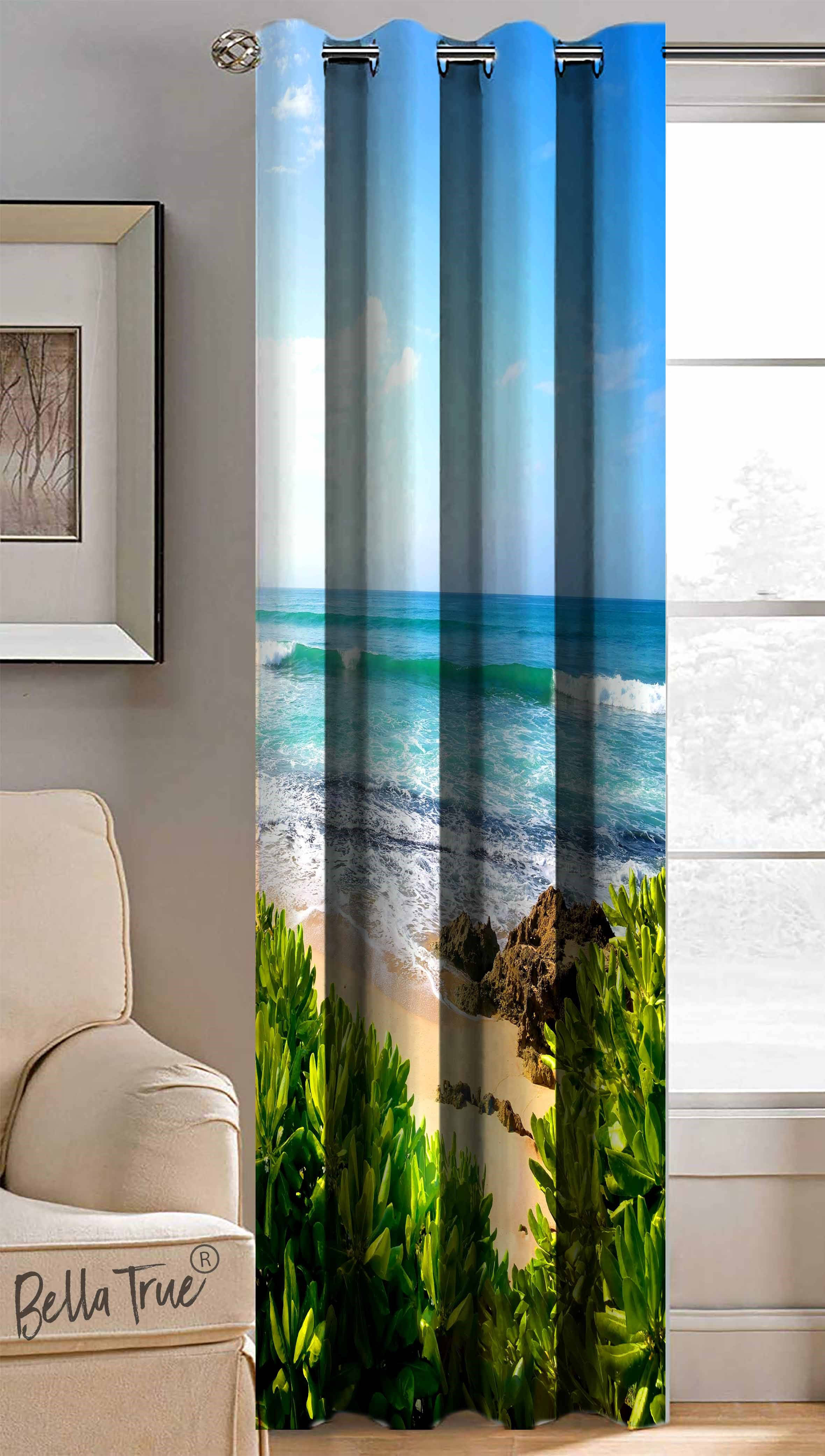     			BELLA TRUE Abstract Printed Semi-Transparent Eyelet Curtain 5 ft ( Pack of 1 ) - Multicolor